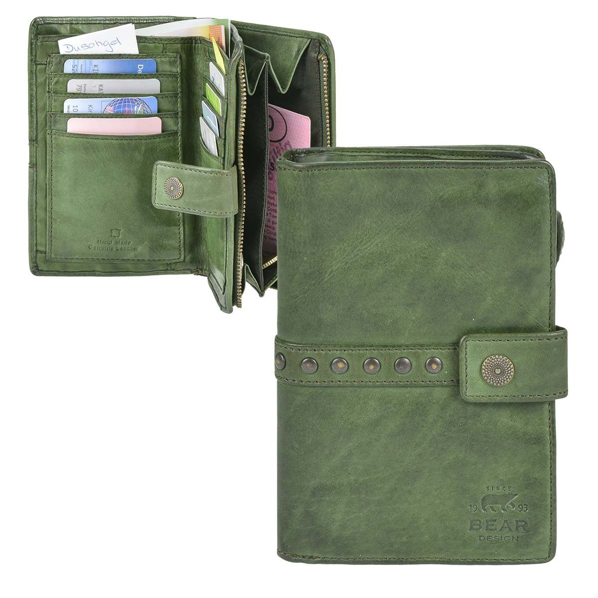 Bear Design Geldbörse "Sanne" Cow Lavato Leder, Damenbörse, Portemonnaie, knautschiges Leder, 8 Kartenfächer