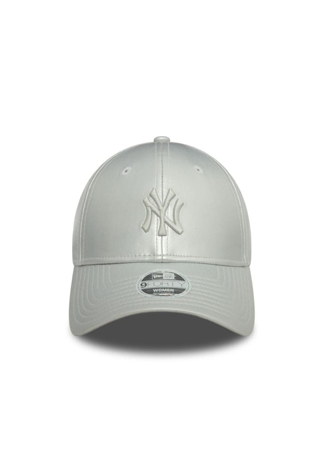New Era Baseball Cap New York Yankees MLB Womens Midi PU Silber 9Forty Verstellbare Damen C (1-St)