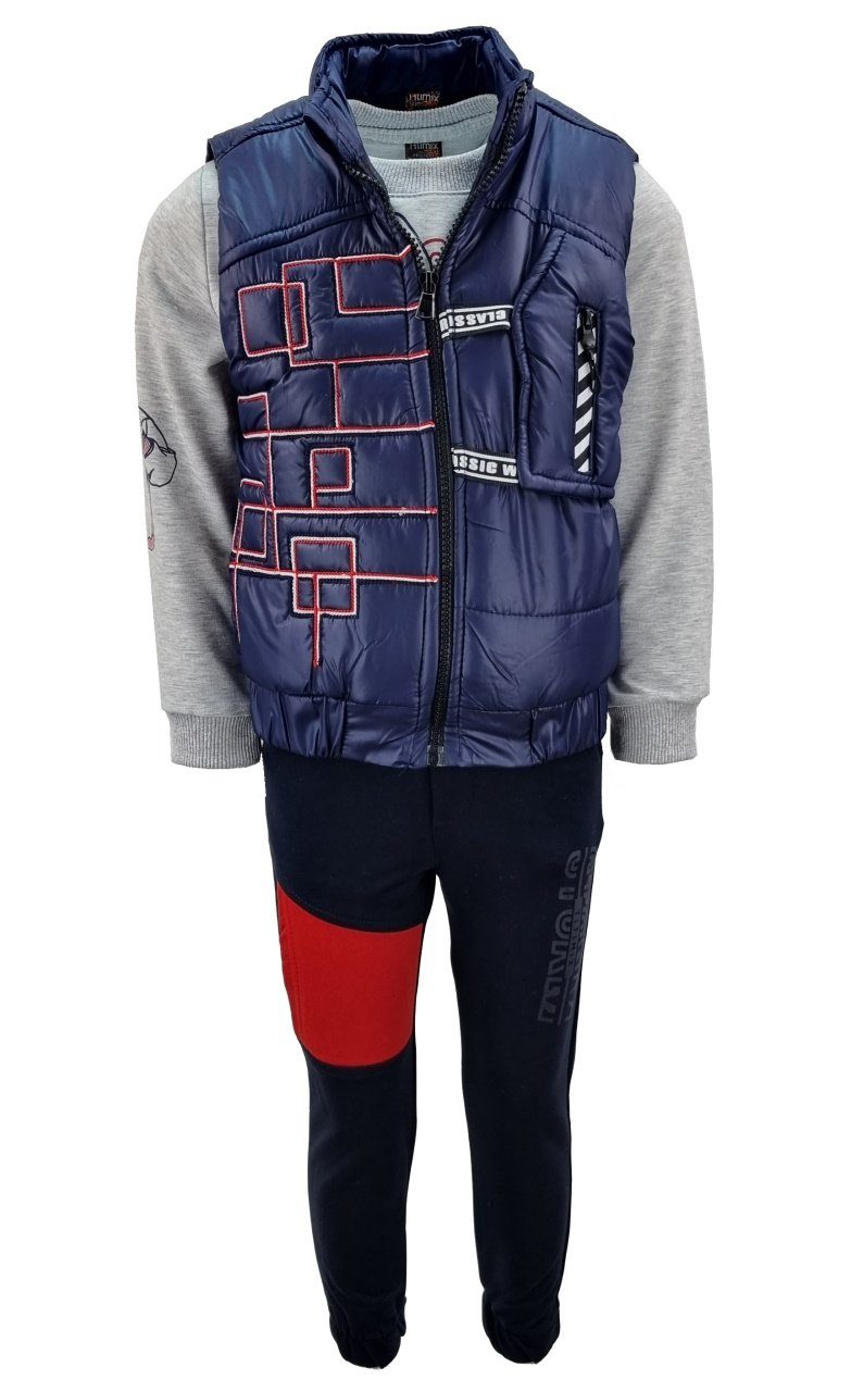 Fashion Boy Sweatanzug Sweatanzug mit mit Weste Weste) (Set, Blau JFT5031