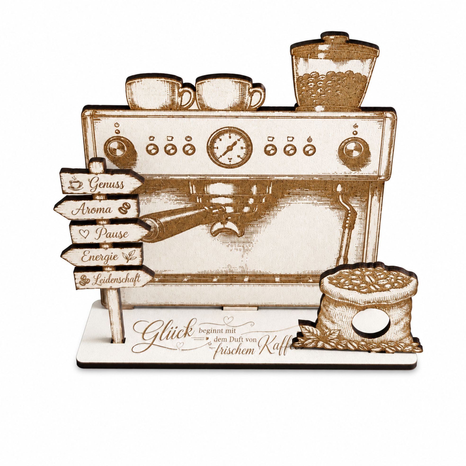 Dekolando Geschenkkarte Kaffee Geldgeschenk aus Holz - Geschenkidee für Kaffeeliebhaber