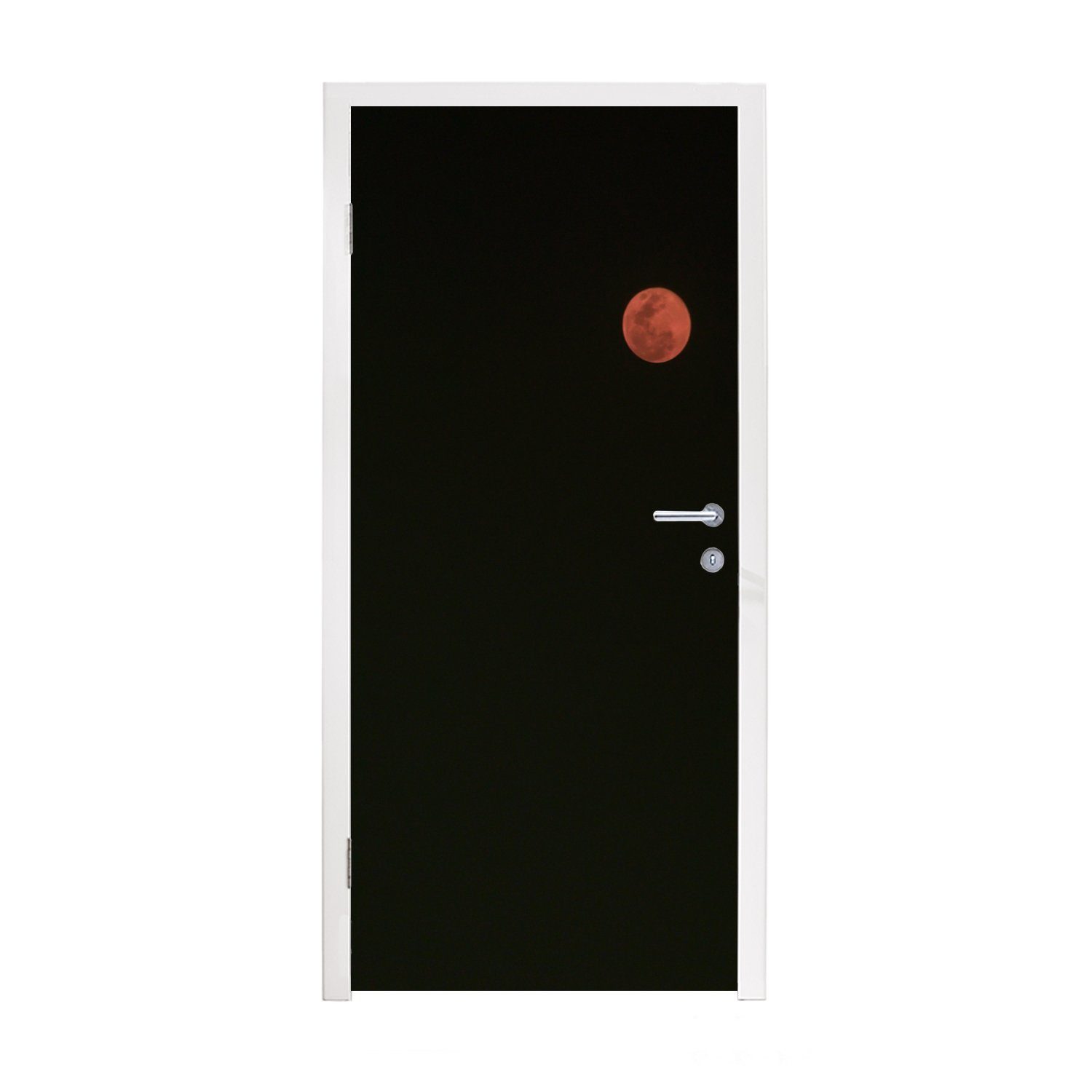 MuchoWow Türtapete Mond - Schwarz - Stadt, Matt, bedruckt, (1 St), Fototapete für Tür, Türaufkleber, 75x205 cm