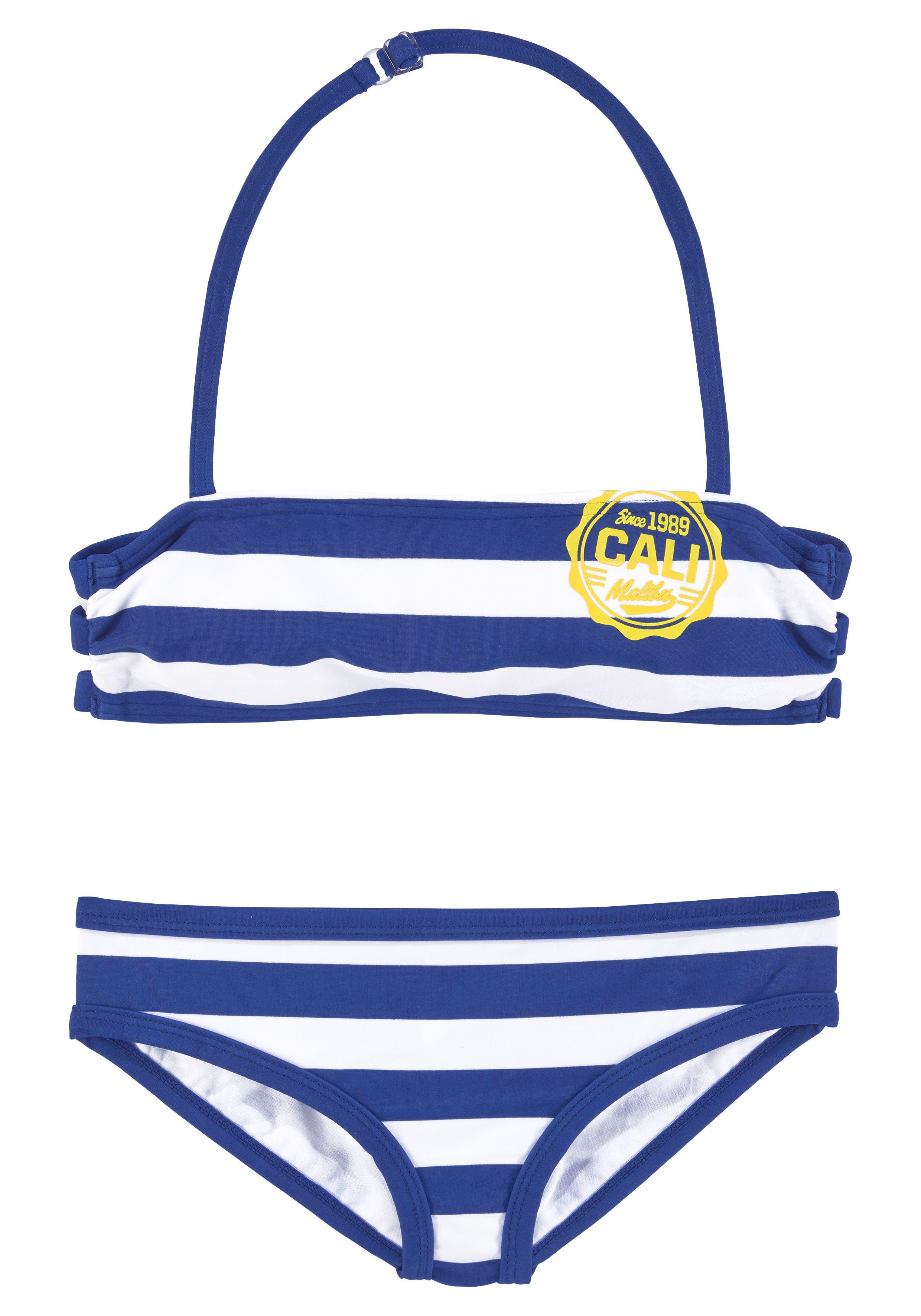 Bench. Bandeau-Bikini mit trendigen Streifen blau-weiß