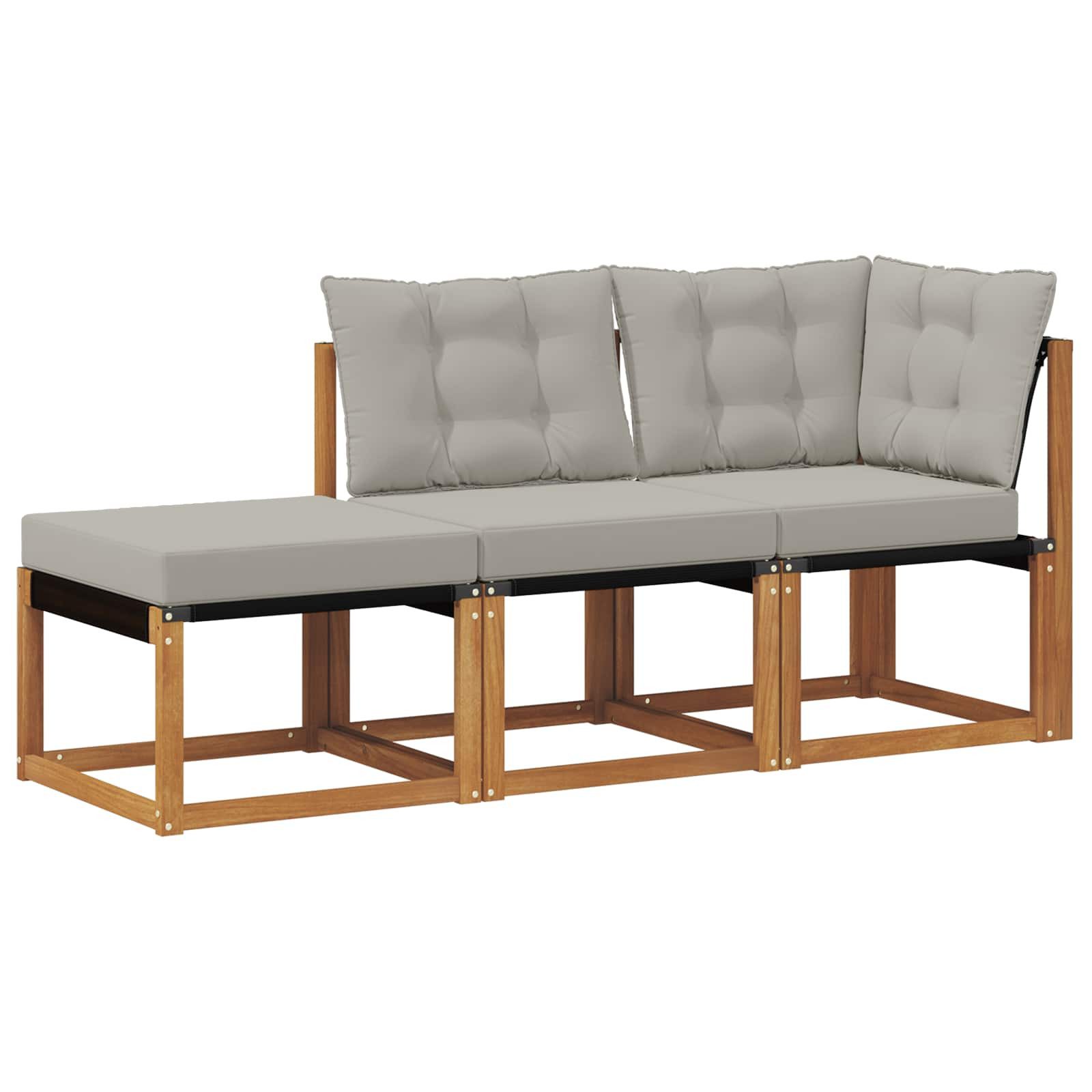 vidaXL Sofaelement Outdoor-Schnittsofa-Einheiten 3 Stück Natürlich und Hellgrau (3 St)