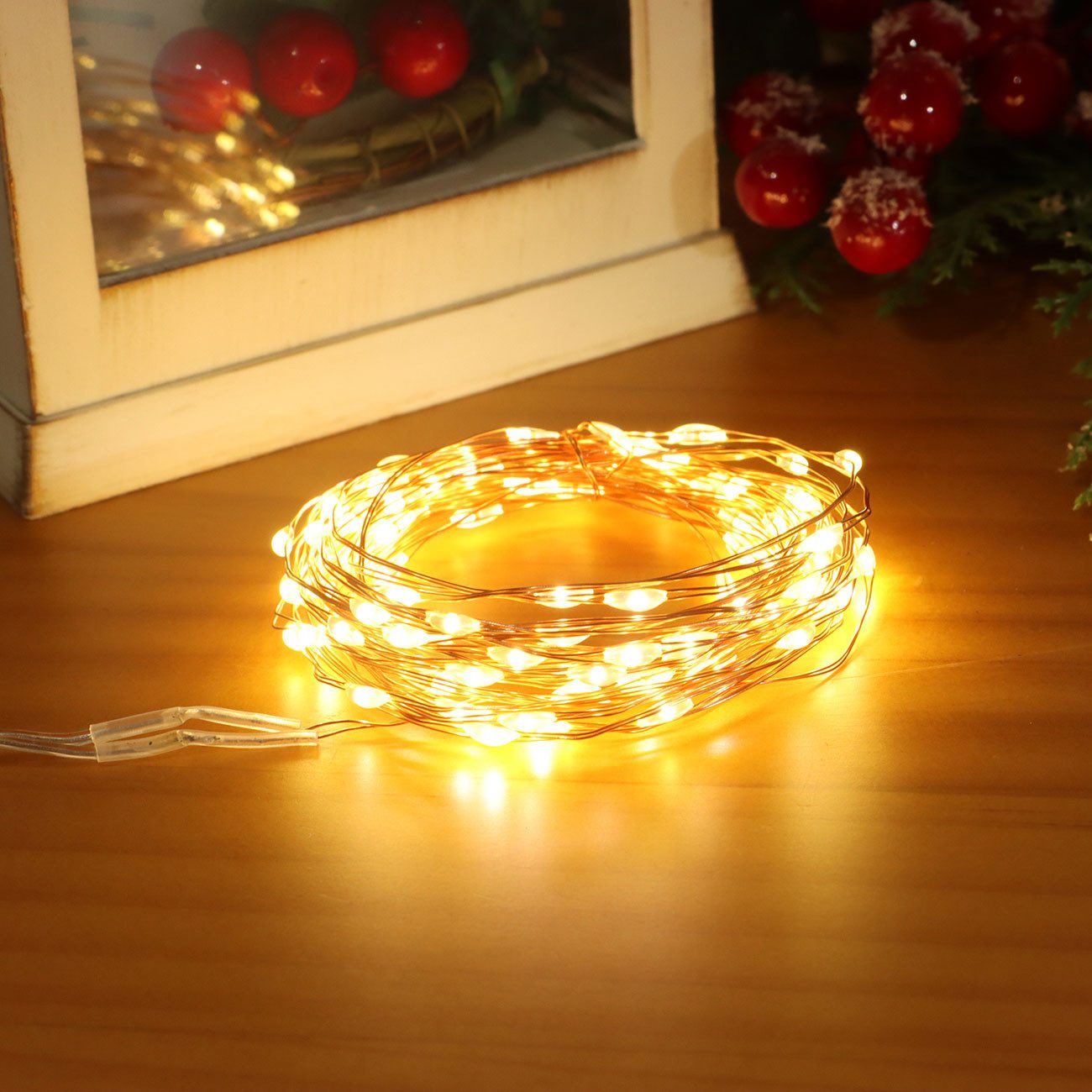 Casativo LED-Lichterkette LED-Micro-Lichterkette 5m 100 warmweiße LEDs Batteriebetrieb Deko, 5m Lichterdraht: 100 warmweiße Micro-LEDs, flexibel, dekorativ