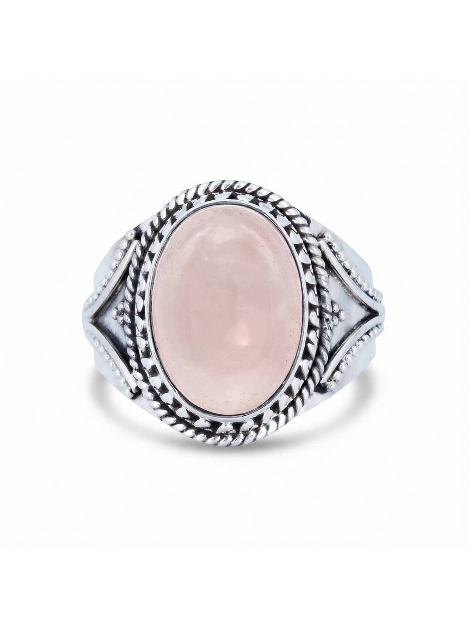 Silberring MEKANU aus 925 Silber mit Rosenquarz
