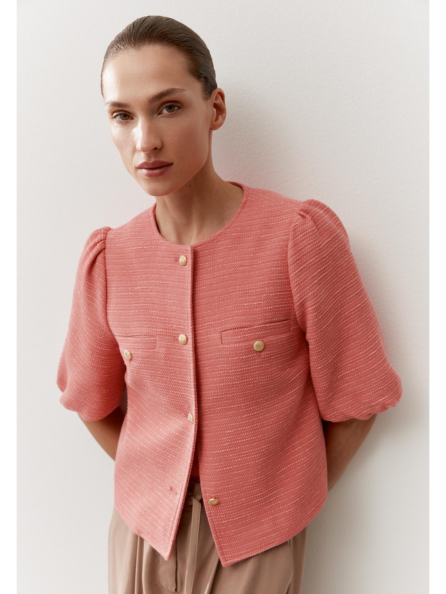 MORE&MORE Kurzblazer femininer, edler Kurzblazer, Ballonärmel