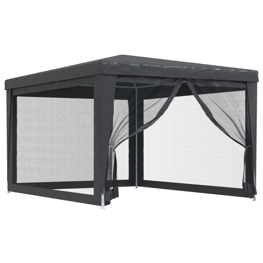 vidaXL Pavillon anthrazit Pavillon Partyzelt mit 4 Mesh-Seitenwänden Anthrazit 3x4 m H