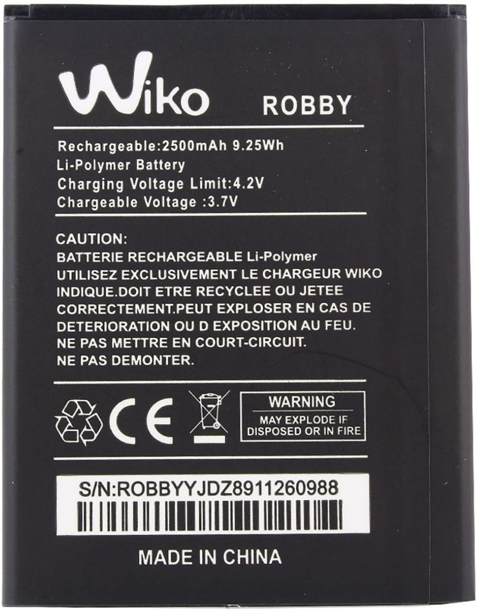 WIKO Akku für Wiko Robby Li-Ion 3,7 Volt 2500 mAh schwarz Handy-Akku 2500 mAh (3.7 V)