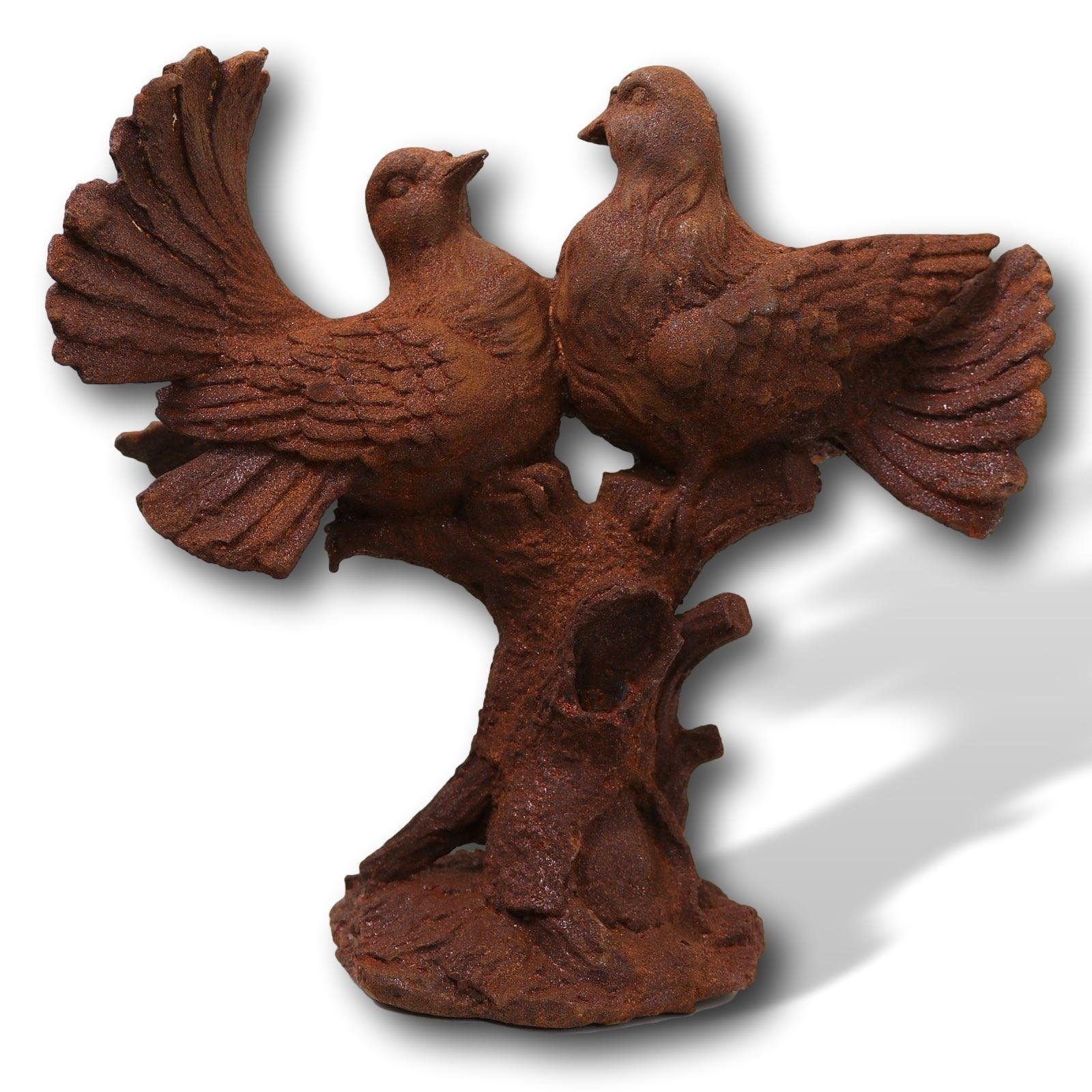 Aubaho Gartenfigur Skulptur Turteltauben Vogel Liebe Tauben Eisen Figur Statue Rost 30cm