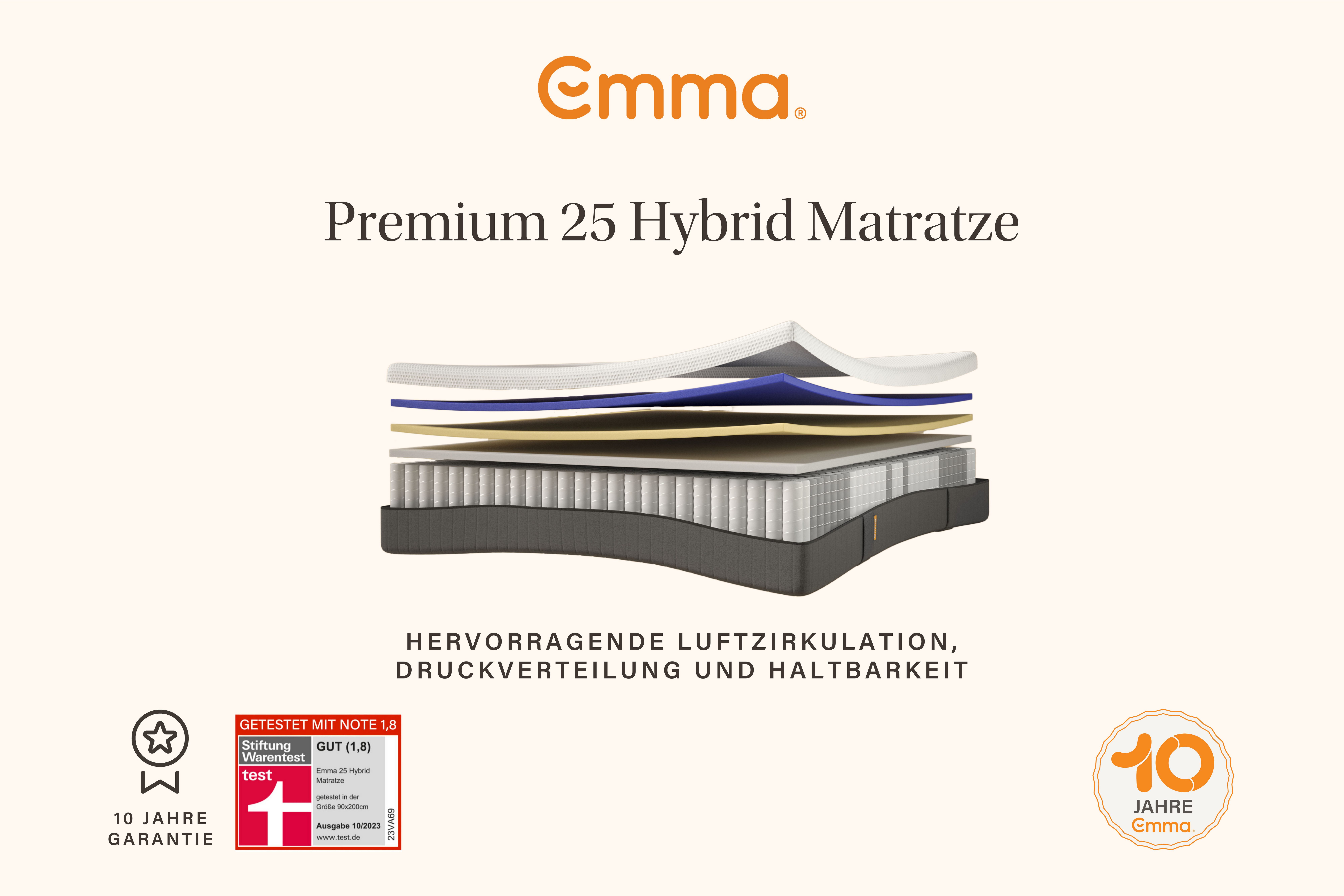 Taschenfederkernmatratze Emma 25 Hybrid, Emma, 25 cm hoch, (1-tlg) günstig online kaufen