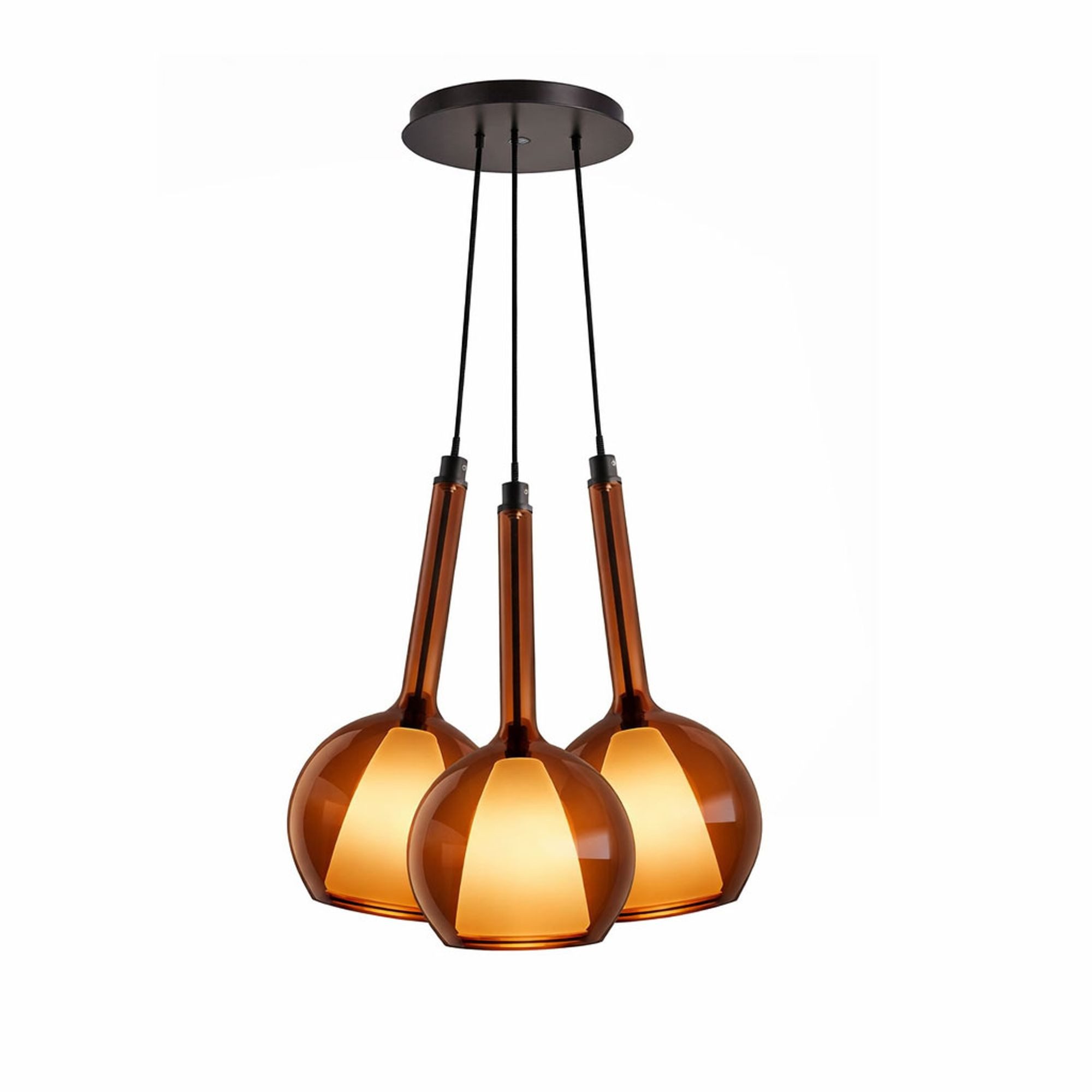s.luce Pendelleuchte s.luce Belluna Glas-Pendelleuchte Cluster 3-flammig Braun