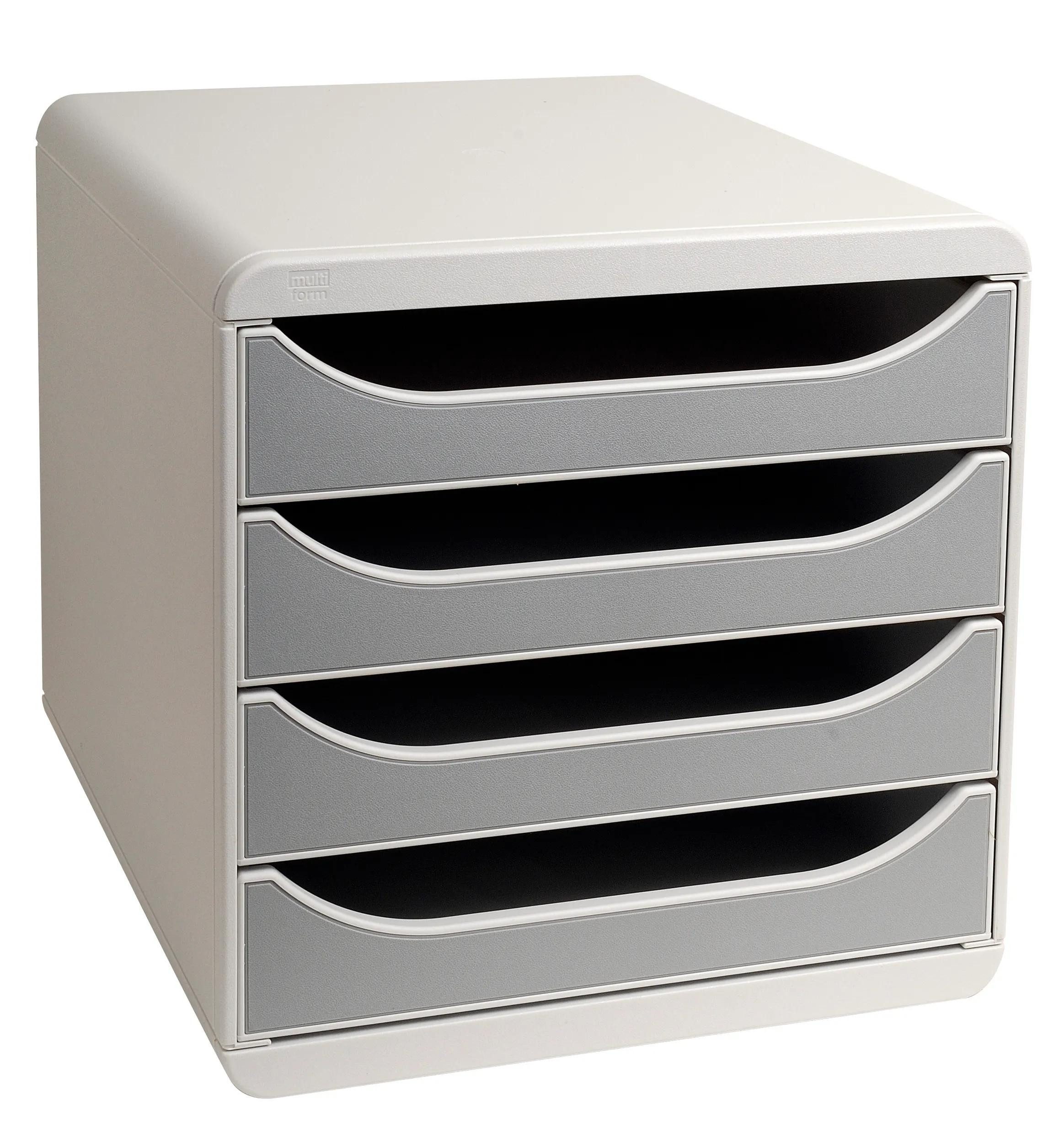 EXACOMPTA Schubladenbox Schubladenbox Big Box Plus 4 offene Schubladen Lichtgrau 310041D, Schubladenboxen