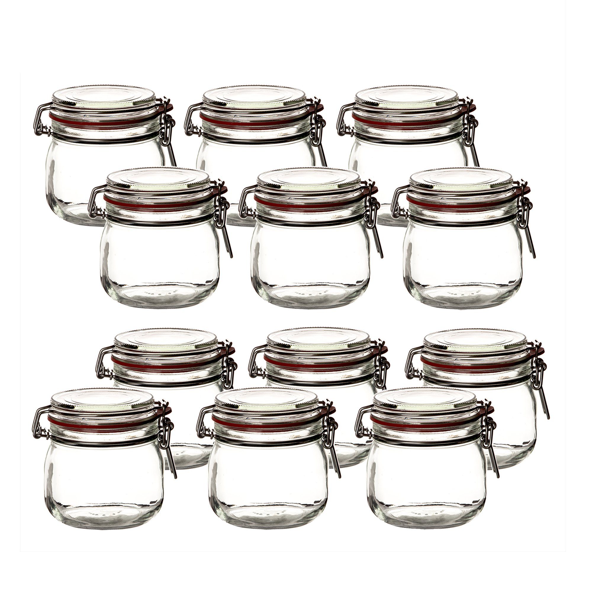 BigDean Einmachglas 12x Drahtbügelgläser 600ml Bügelverschluss Made in Germany Einweckg, Glas, (Set, 12-tlg., Vorratsgläser), Einweck Glas, Bügelglas, Drahtbügelverschluss