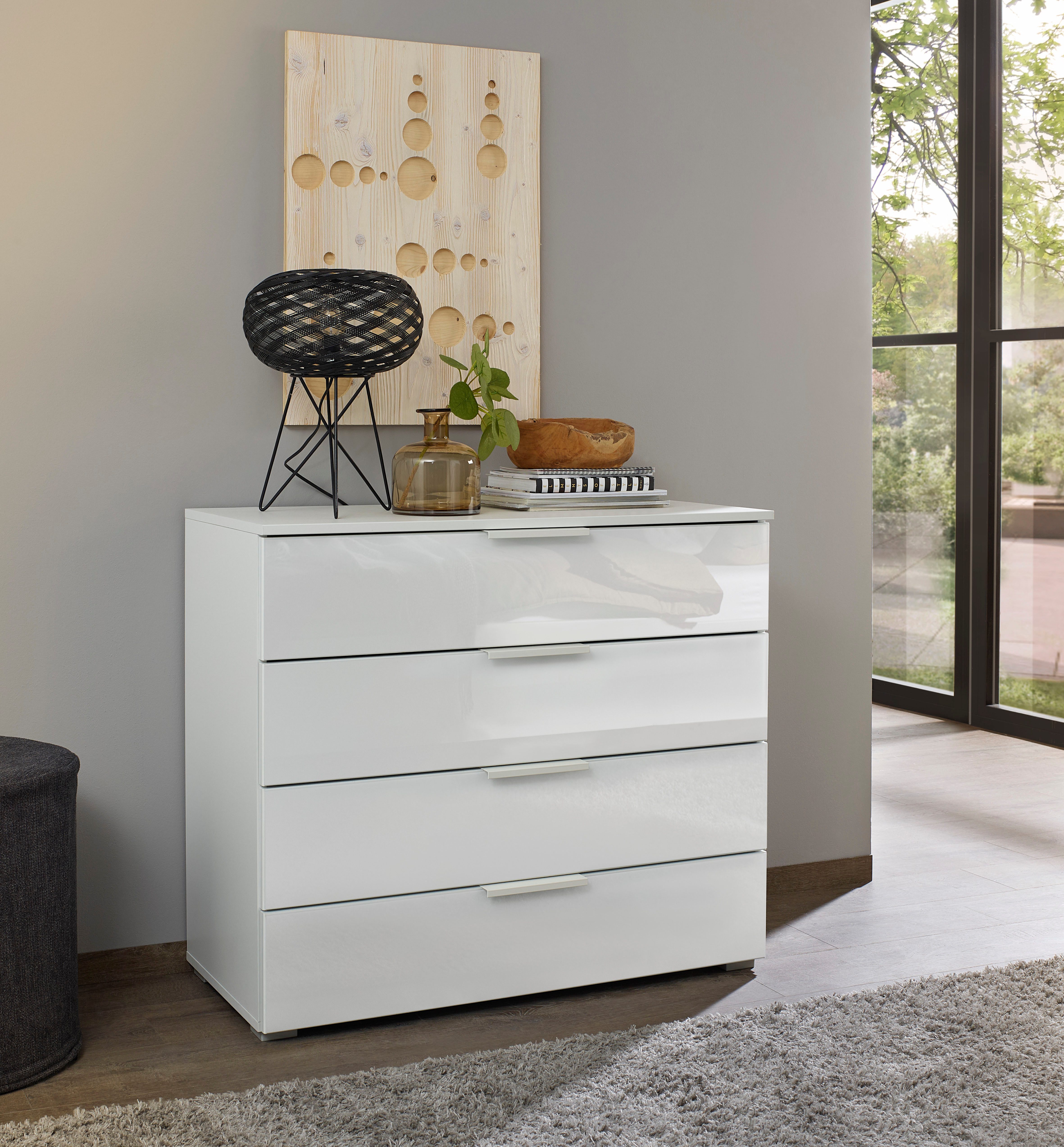 OTTO home Schubkastenkommode Kommode Sideboard Schubladenkommode Schlafzimmerkommode KOLUNA (Breite 80 cm mit hochwertiger Glasfront), Breite 93 cm mit 4 großen Schubladen für viel Stauraum MADE IN GERMANY