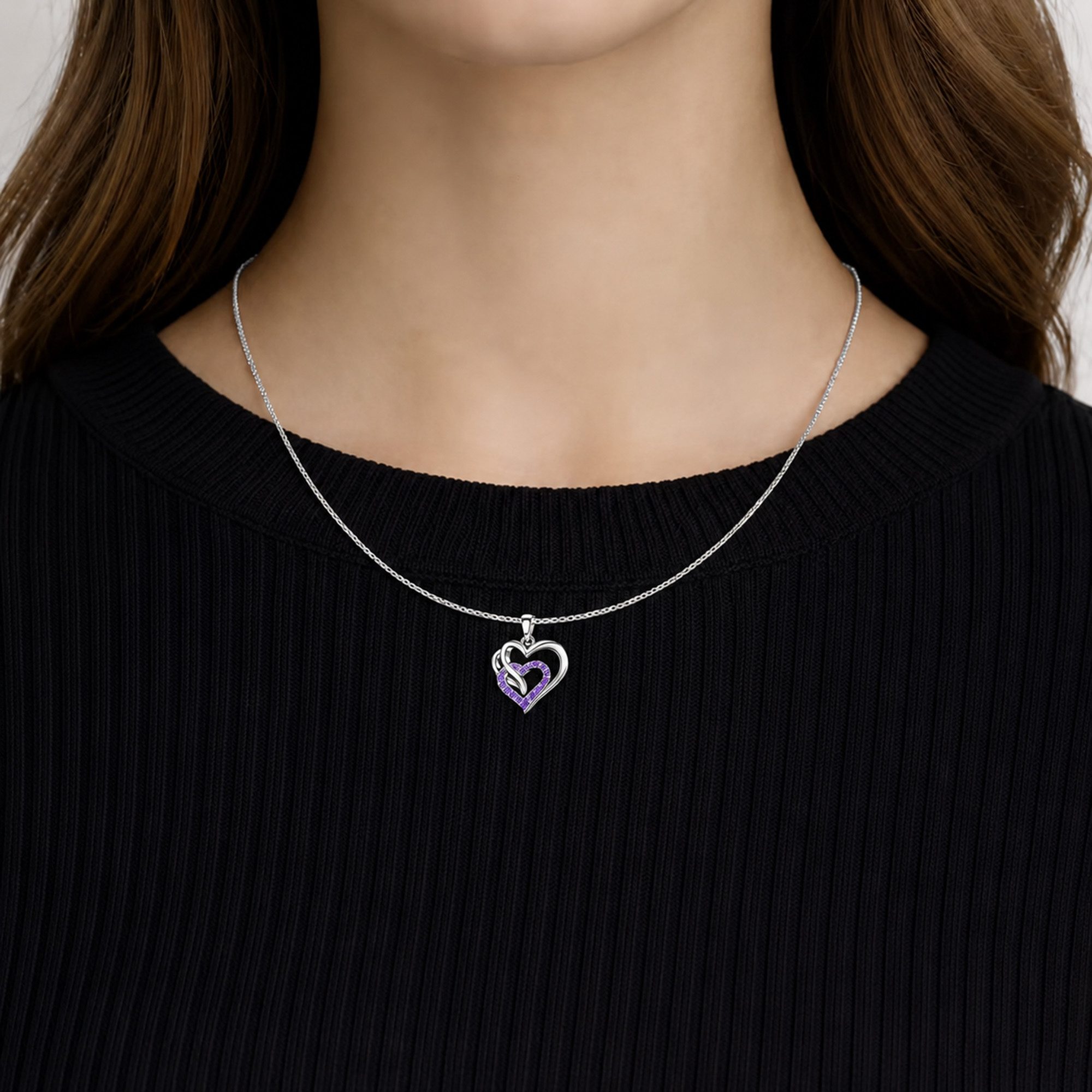 Limana Herzkette Doppelherz Schmuck Damen 925 Silber Kette mit Anhänger - Geschenk (für Frau Freundin Mama, inkl. Schmuckdose), Geburtstag Jahrestag Hochzeitstag Valentinstag Weihnachten