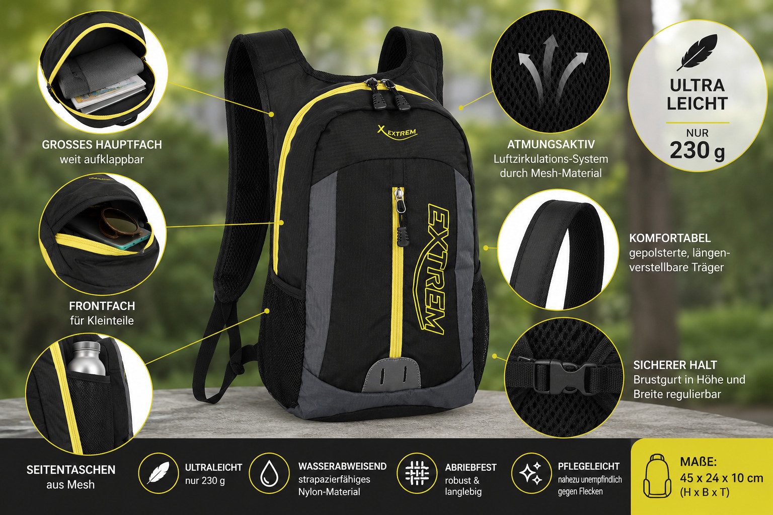 BAG STREET INTERNATIONAL Fahrradrucksack Ultraleichter Daypack mit Brustgurt Trekkingrucksack Freizeit Alltag