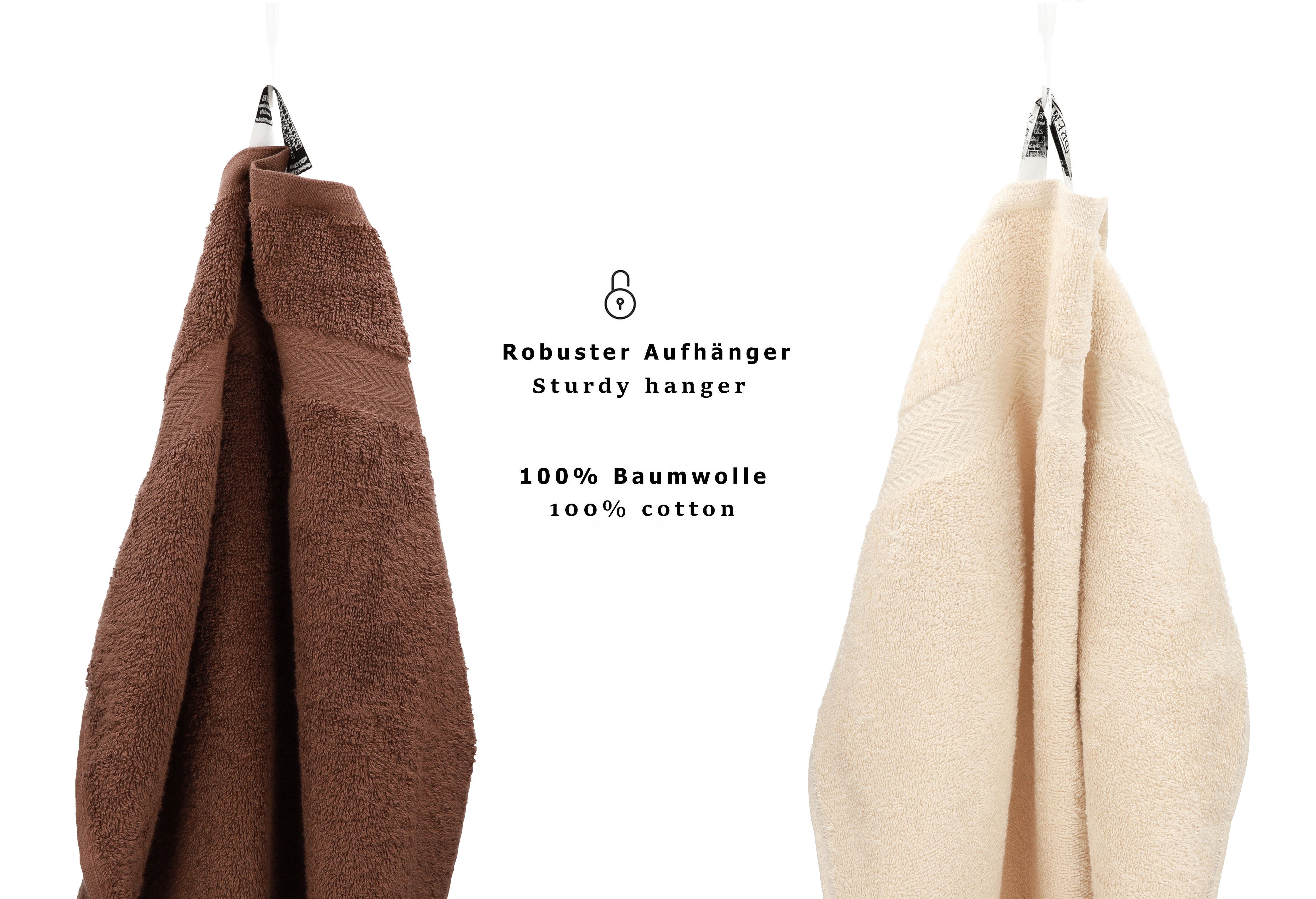 Betz Gästehandtücher 10 Stück Gästetuch Set Premium 30x50 cm Farbe nussbraun und beige, 100% Baumwolle (Set, 10-St)