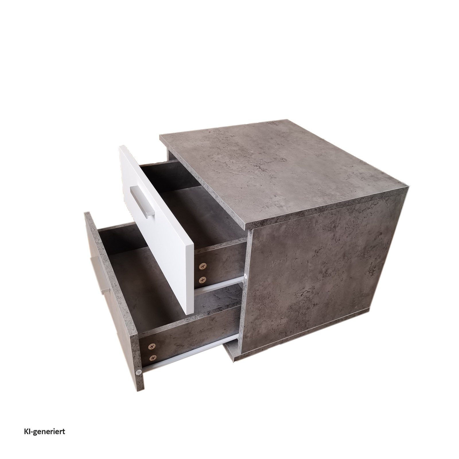 HTI-Line Nachtkommode Nachtschrank Nina mit zwei Schubladen (Stück, 1 St., 1 Nachtschrank), Nachttisch Nachtkommode Nachtkonsole – Bild 4 von 5