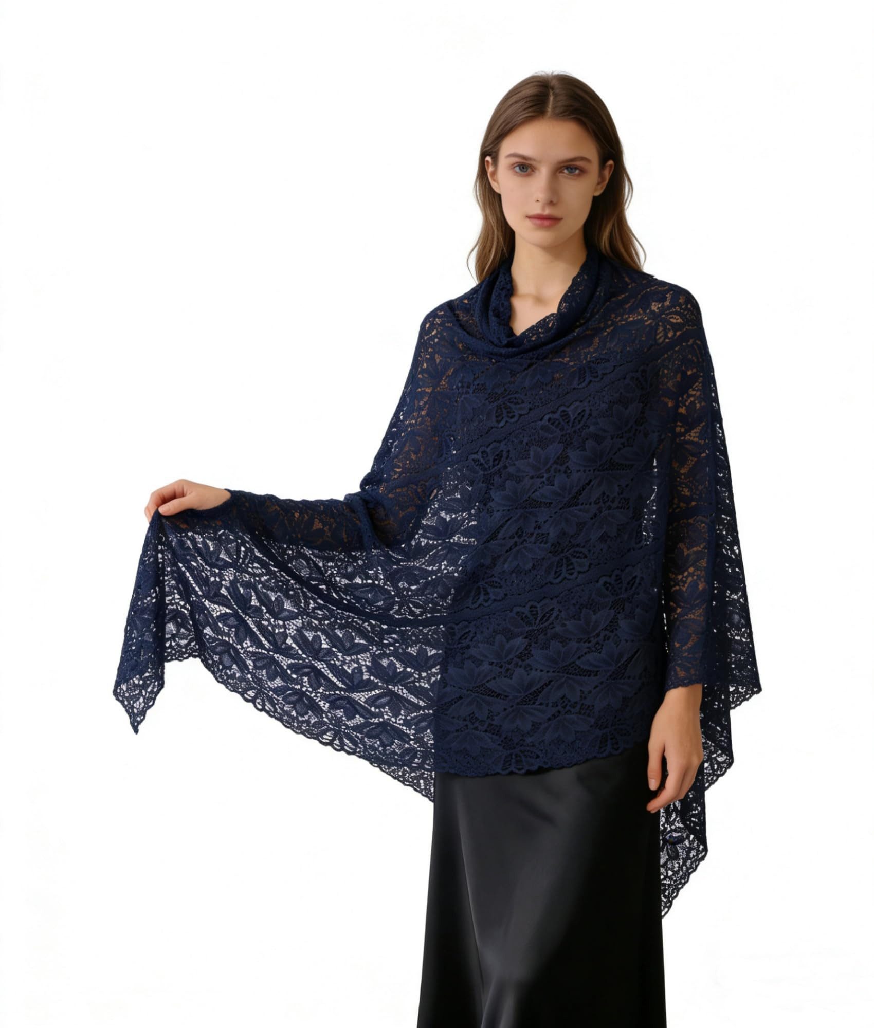 Bextsrack Modeschal Damen Spitzen Schal mit Strass & Blumenmuster, elegante Stola, (1-St), Leichte glitzernde Stola für Hochzeit, Abendkleid & festliche Anlässe