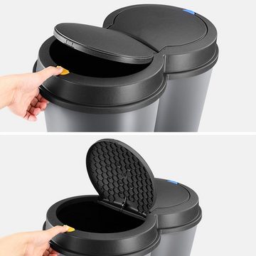 Deuba Mülleimer Duo Bin, 50 L 2fach Trennsystem 2x25 L Küche Abfalleimer Müllbehälter