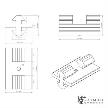 SCHMIDT systemprofile Profil Profilverbinder Nut 8 M6 Aluminium Profilgleiter