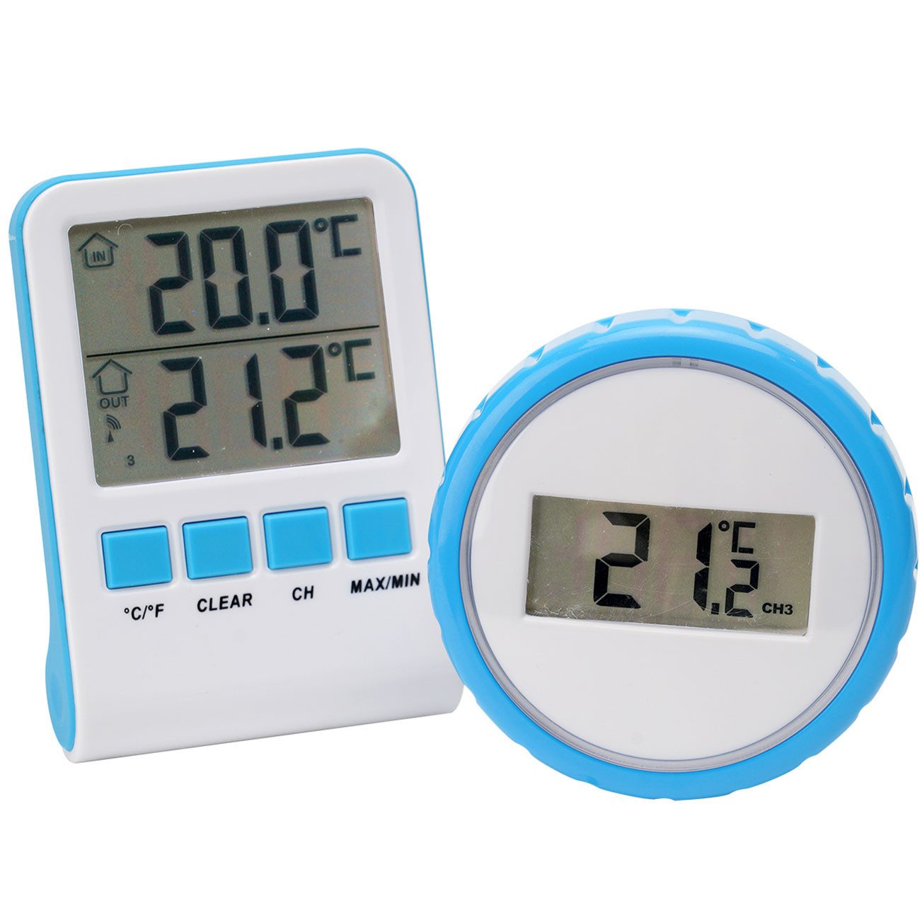 Casativo Schwimmthermometer Digitales Funk Teich Poolthermometer IPX8 Funkthermometer 60m draußen, 2-tlg., 1er-Set & 2er-Set, Pool -20 bis +60 °C/LCD-Basisstation/Funk-Frequenz 433 MHz