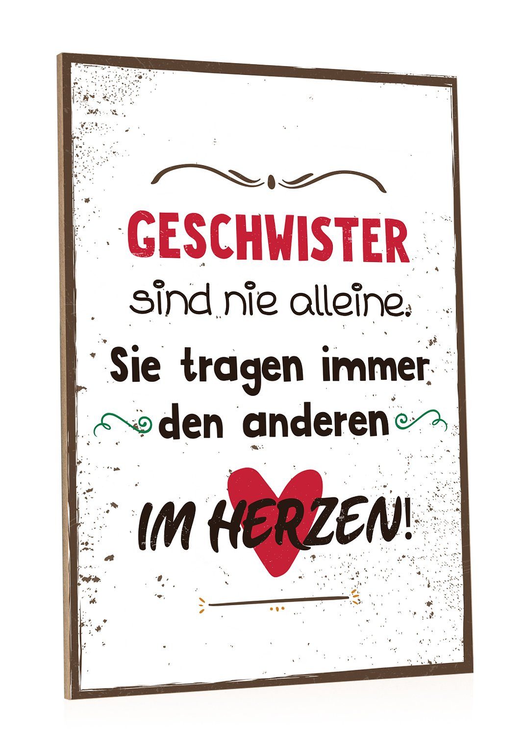 GRAVURZEILE Holzbild mit Spruch - Geschwister sind nie alleine - Holzschild -, (1 St), Geschenk