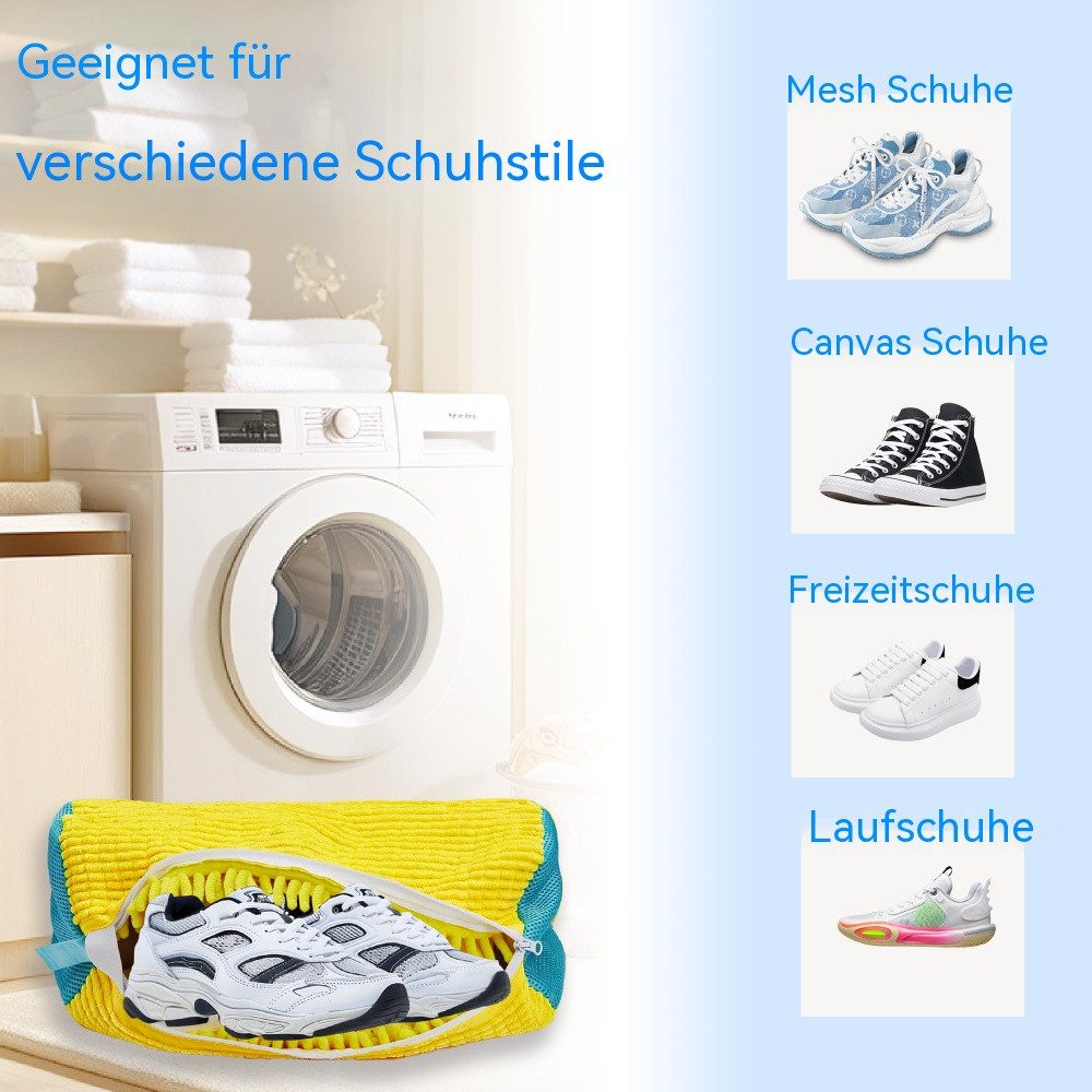 Blusmart Wäschesack Schuhwaschbeutel Waschmaschine, Wiederverwendbar (Automatische Reinigung, Plüsch Wäschesack, 2 St., 360° Reinigungsflusen), Für Schuhe, Sneaker, Tennisschuhe