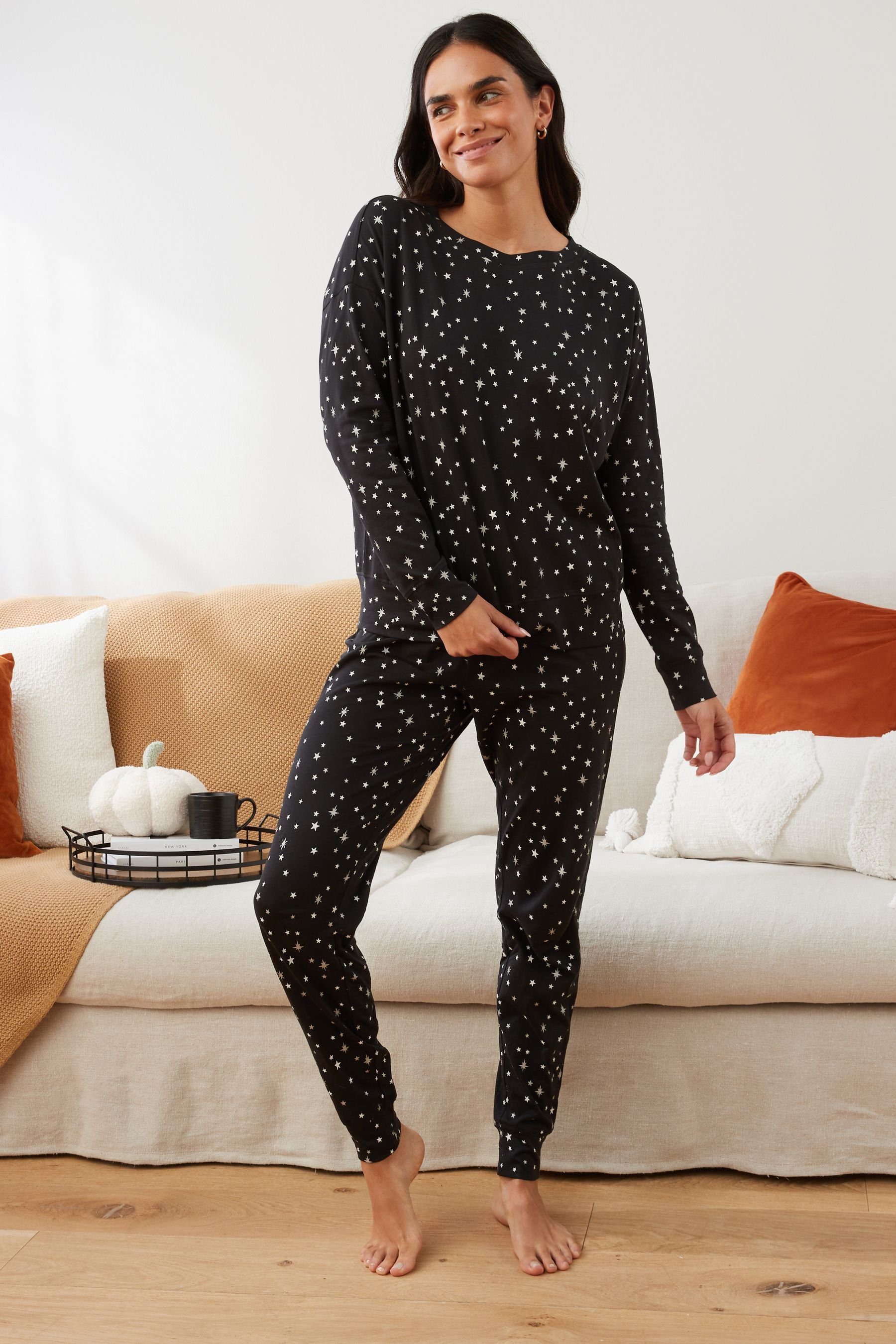 tlg) Langärmeliger Pyjama Black Pyjama Star (2 Baumwolle Next aus