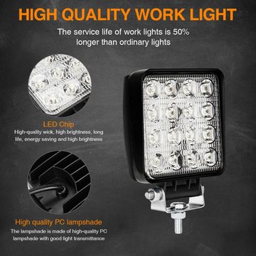 Clanmacy LED Scheinwerfer 2x-10x LED Arbeitsscheinwerfer 48W 12V 24V Scheinwerfer Flutlicht, 12V 24V LED Scheinwerfer Traktor Arbeitslicht für Offroad, SUV, ATV