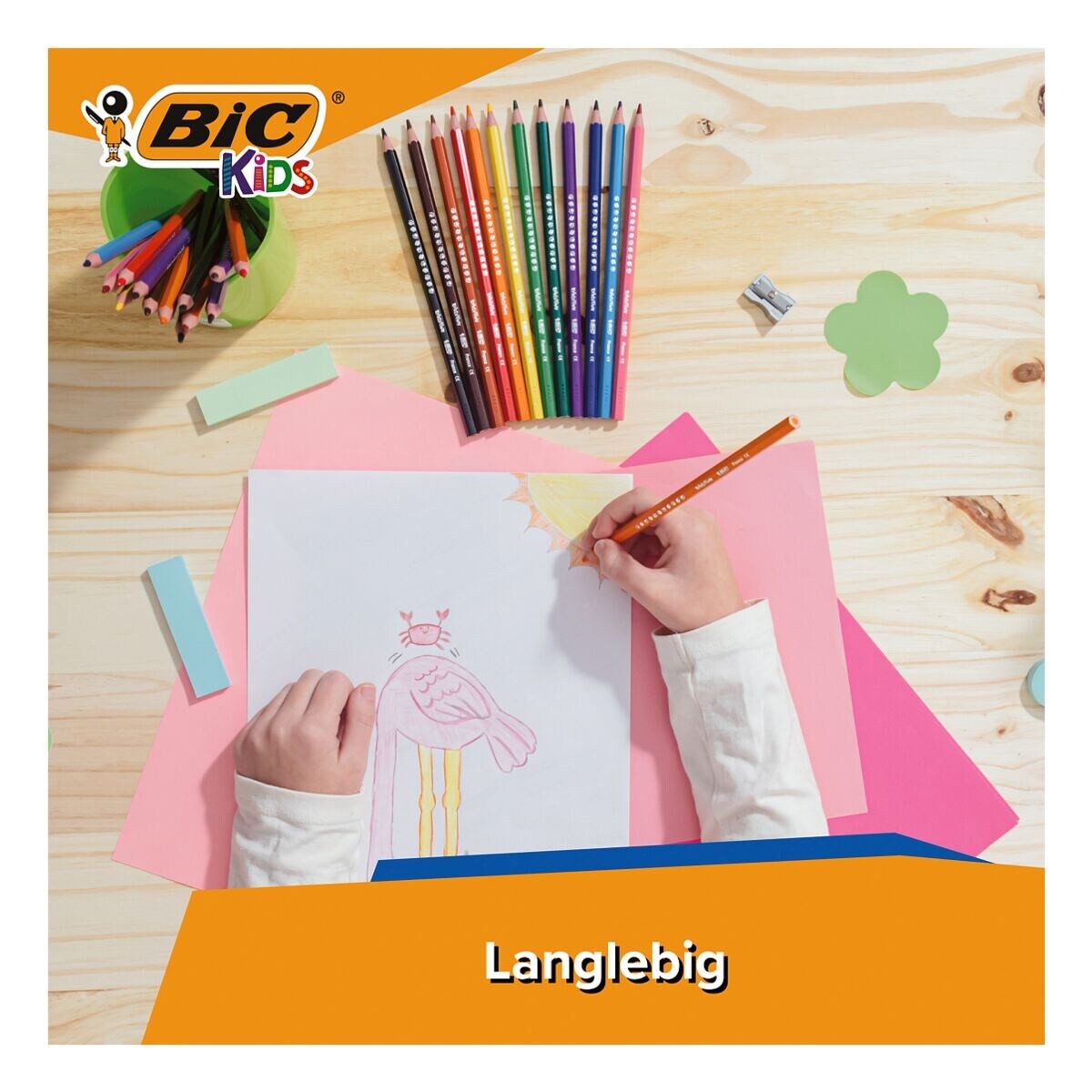 BIC Buntstift Kids - ECOlutions Evolution, (12-tlg), Schaft aus ca. 50% Recyclingmaterial / holzfrei