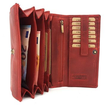 JOCKEY CLUB Geldbörse echt Leder Damen Portemonnaie mit RFID Schutz "Toro", vintage Hunterleder, cherry rot