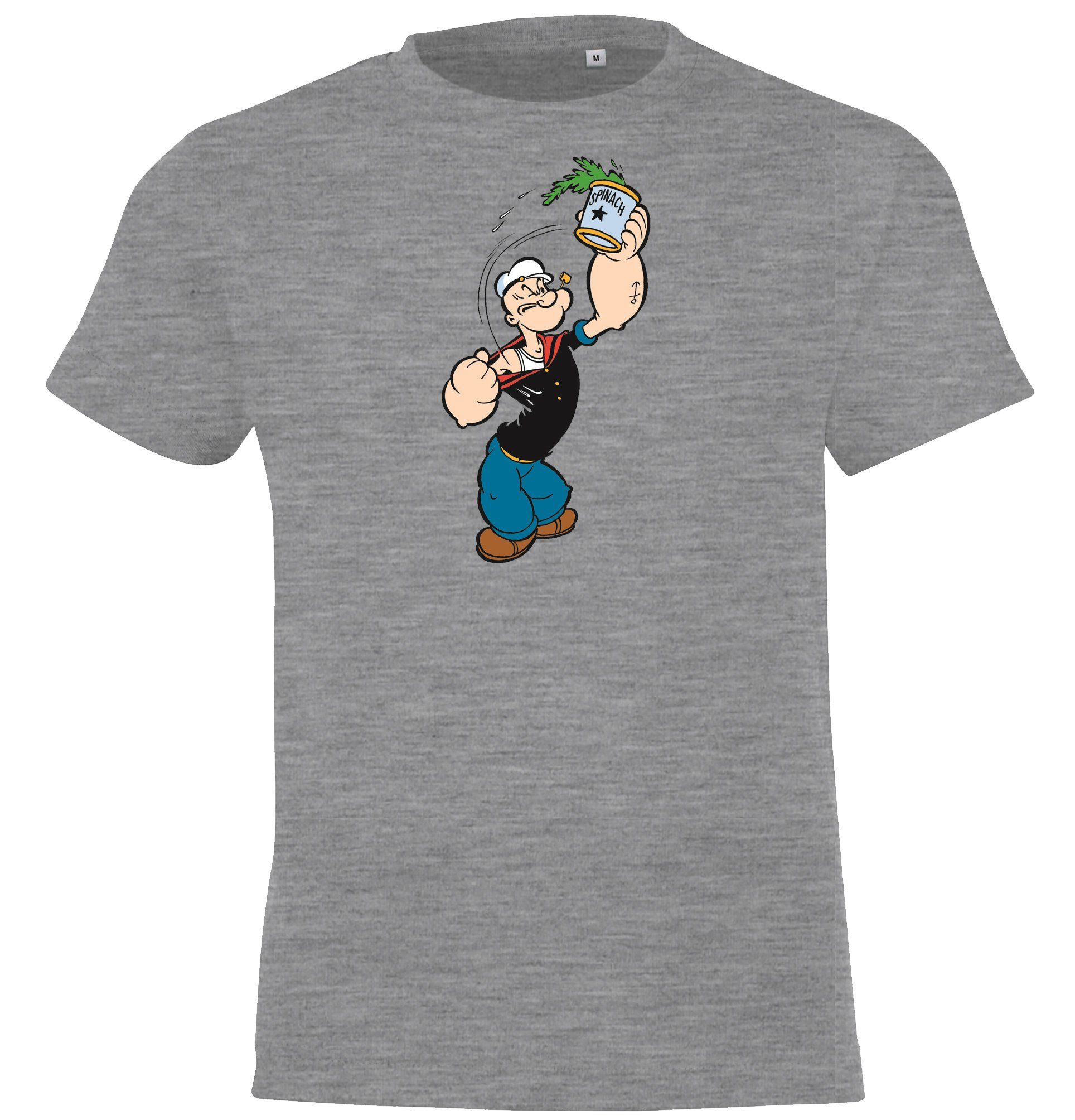 Front T-Shirt Popeye T-Shirt Kinder Designz Youth Print trendigem Mit Modell Grau