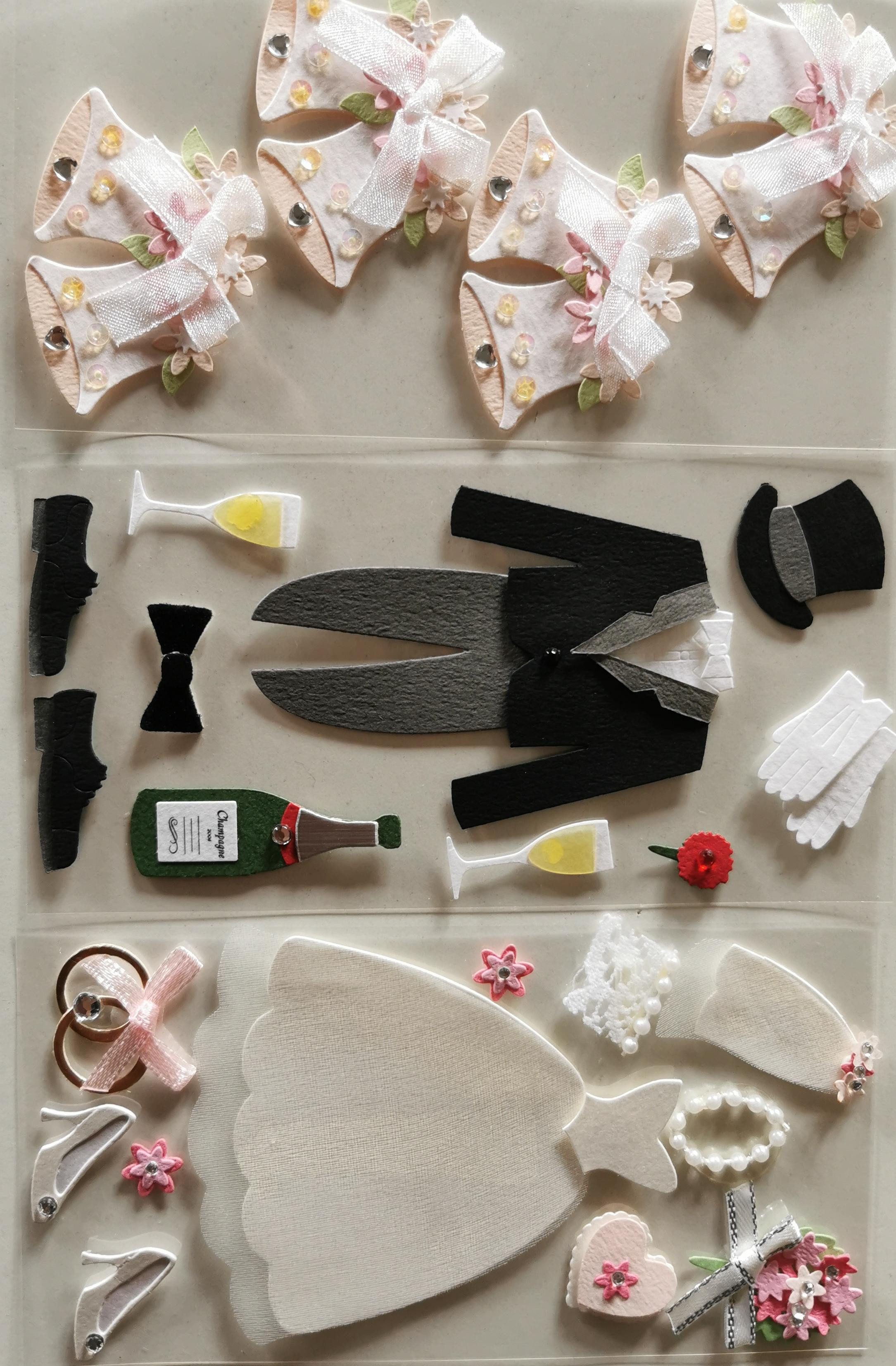 Partystrolche Sticker Scrapbooking Sticker Dekorative Sticker Hochzeit 3er Set, Scrapbooking