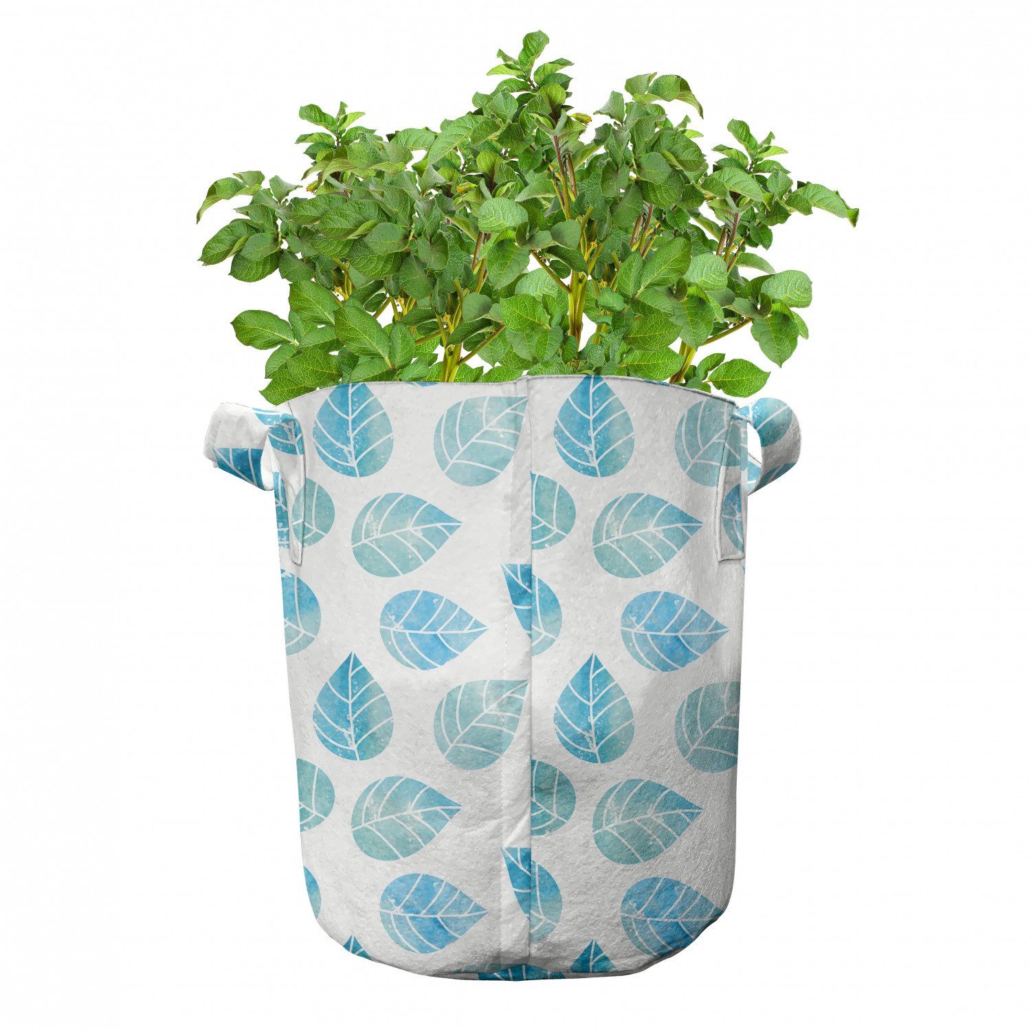 Pflanzkübel Gefallen Blätter Stofftöpfe mit Griffen hochleistungsfähig Blaue Abakuhaus Pflanzen, Aquarell für