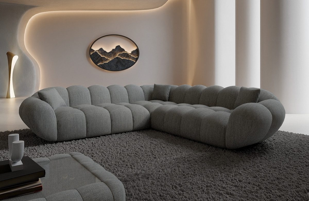 Sofa Dreams Ecksofa Maleron L Form Polstersofa, Lounge Design, 4-Sitzer, Strukturstoff Bezug in Dunkelgrau
