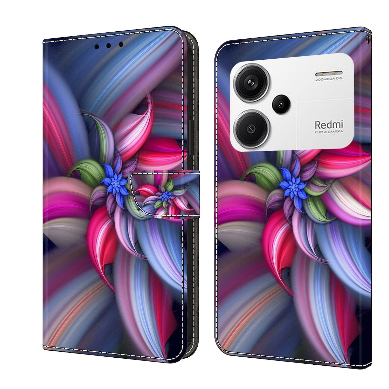 Wigento Handyhülle Für Xiaomi Redmi Note 13 Pro Plus Kunst-Leder Book Tasche Motiv 15