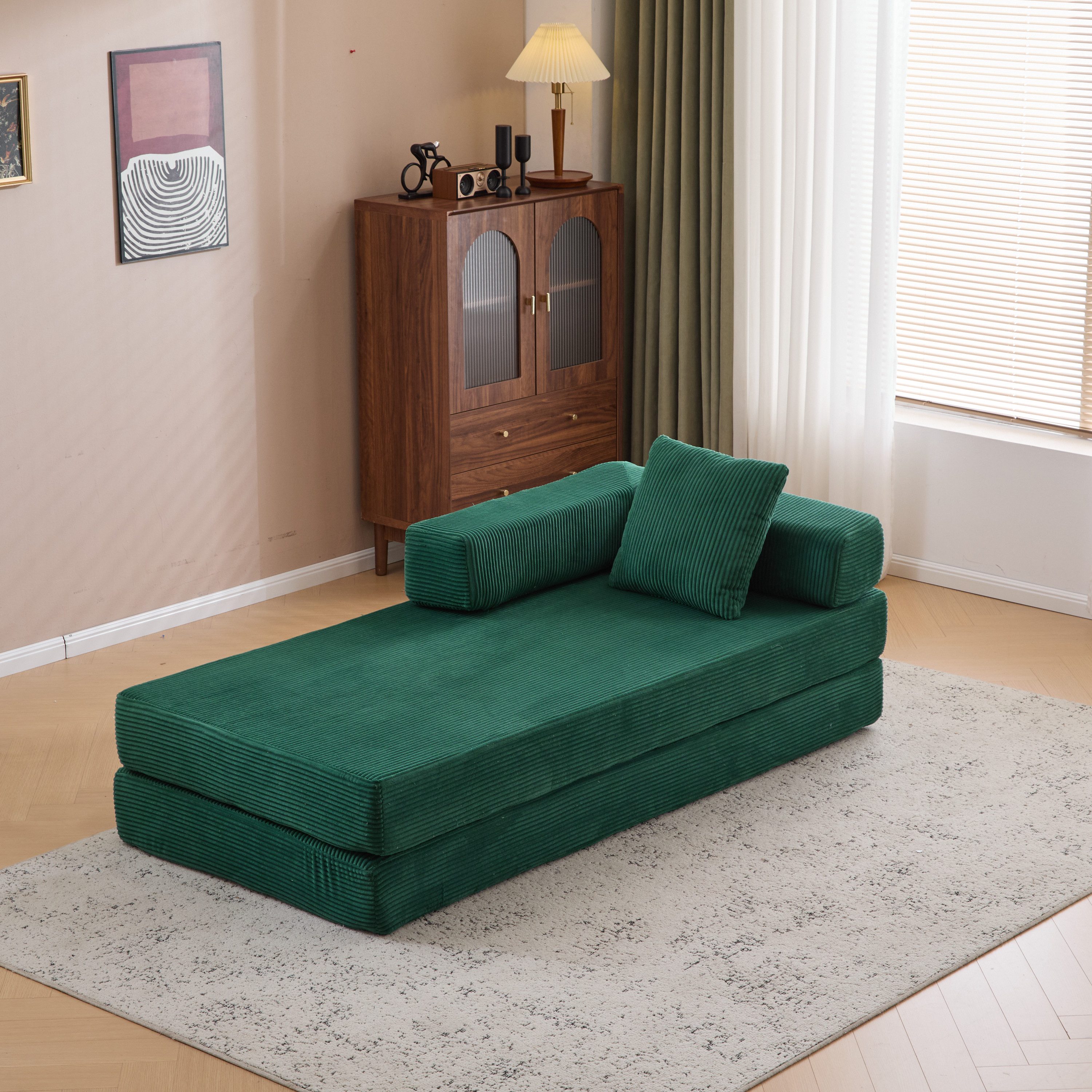 PixelPilot Schlafsofa PixelPilot 195 cm Cord-Schlafsofa, klappbar, Memory-Schaum, 4-in-1
