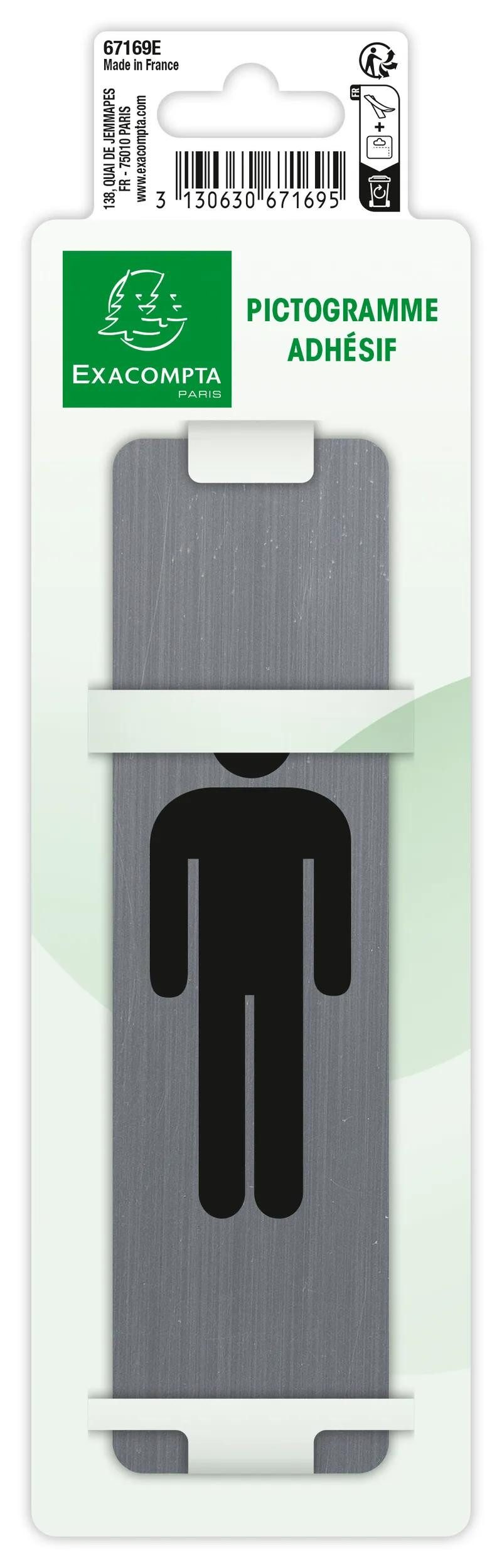 Thumbnail - EXACOMPTA Aufkleber Hinweisschild selbstklebend Aluminiumoptik Herren 165x44cm Grau 67169E, Sockel