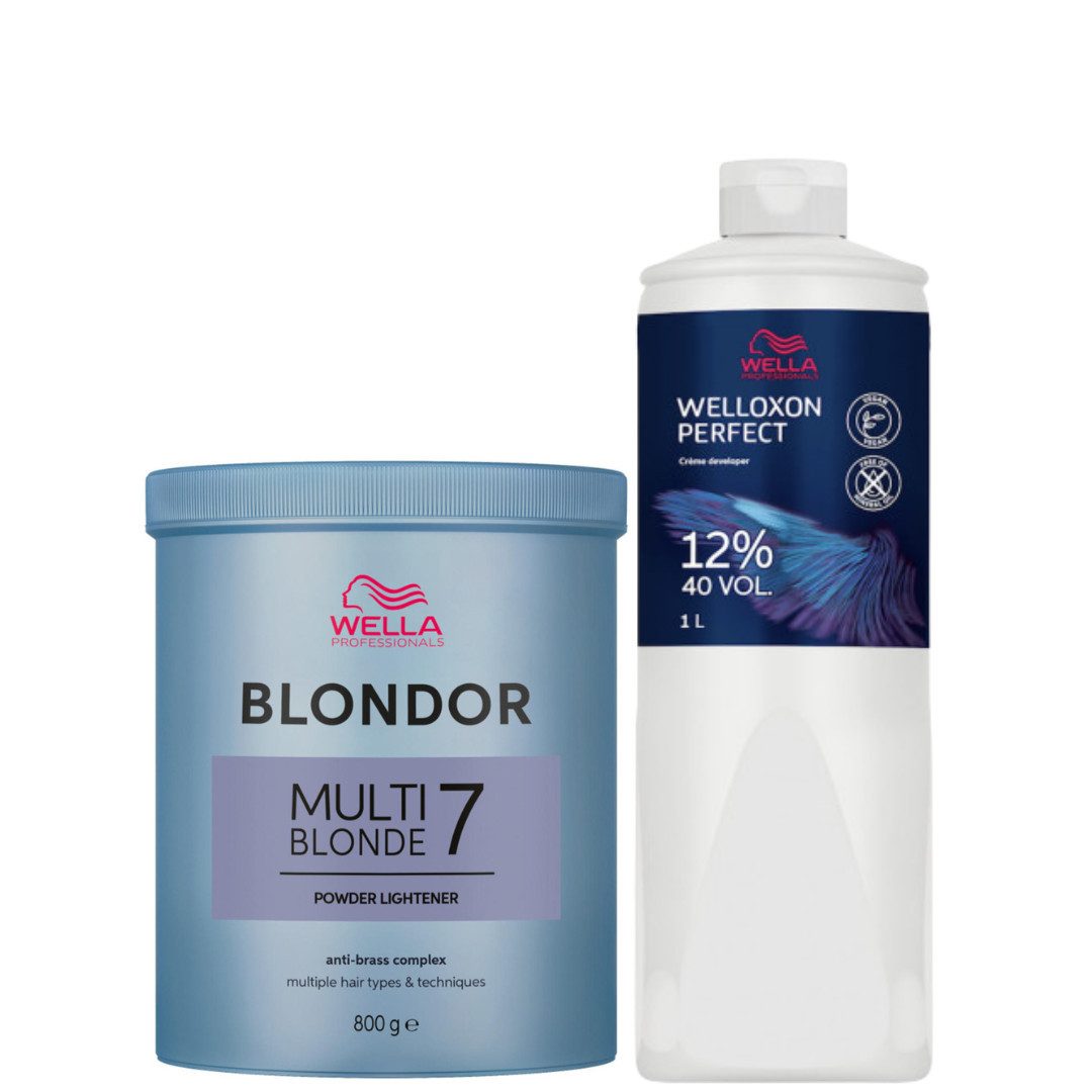 Wella Professionals Blondierpulver Blondor Multi Blonde 7 800g + Welloxon Perfect Entwickler 1L