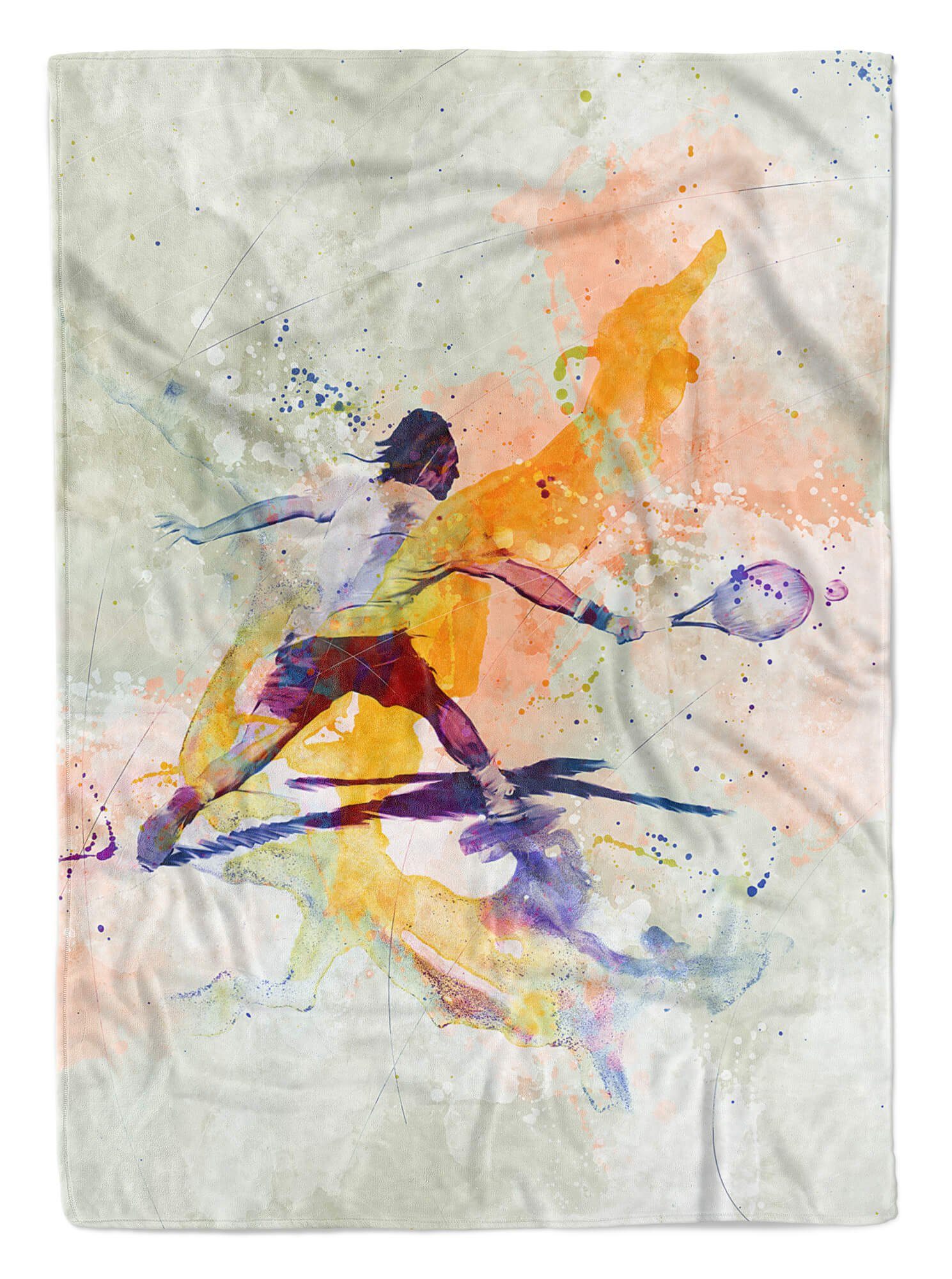 Sinus Art Handtücher SplashArt Sport Handtuch Strandhandtuch Saunatuch Kuscheldecke Kunstvoll Tennis V Sportha, Baumwolle-Polyester-Mix (1-St), Handtuch