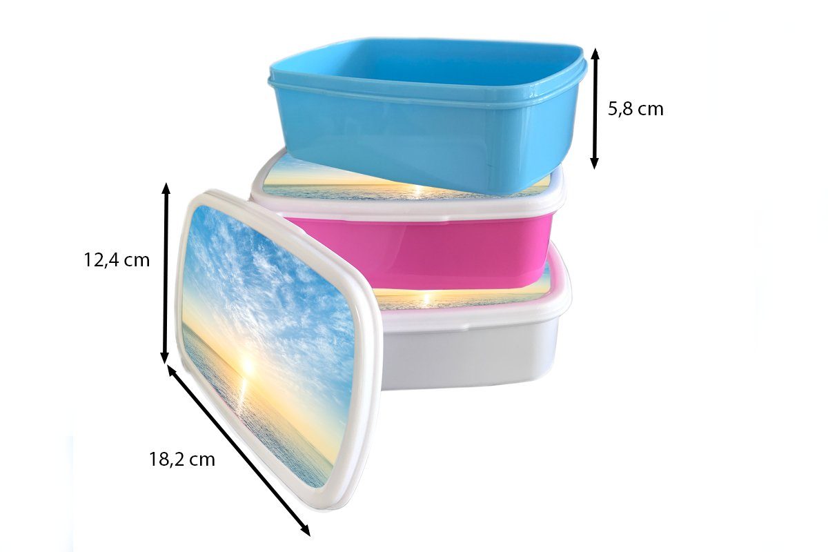 Meer Brotdose, für Sonne - Brotbox Kinder (2-tlg), Lunchbox MuchoWow weiß und Wolken, für Jungs - Kunststoff, und Mädchen Erwachsene,
