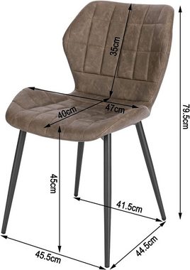 Woltu Esszimmerstuhl (6 St), mit Rückenlehne, gepolsterter Stuhl, Metallbeine