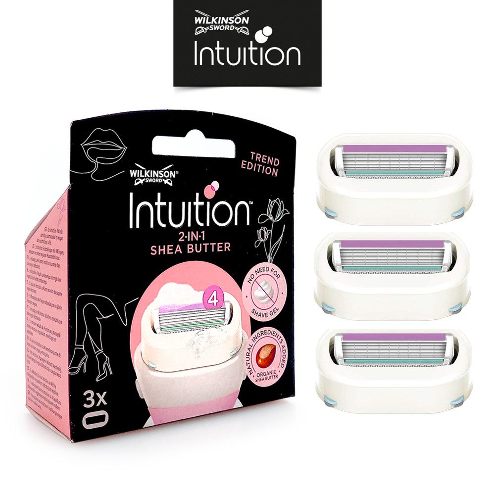 Wilkinson Rasierklingen Wilkinson Intuition 2-in-1 Shea Butter Rasierklingen, 3er Pack, 3-tlg., mit aufschäumenden Hautconditioner