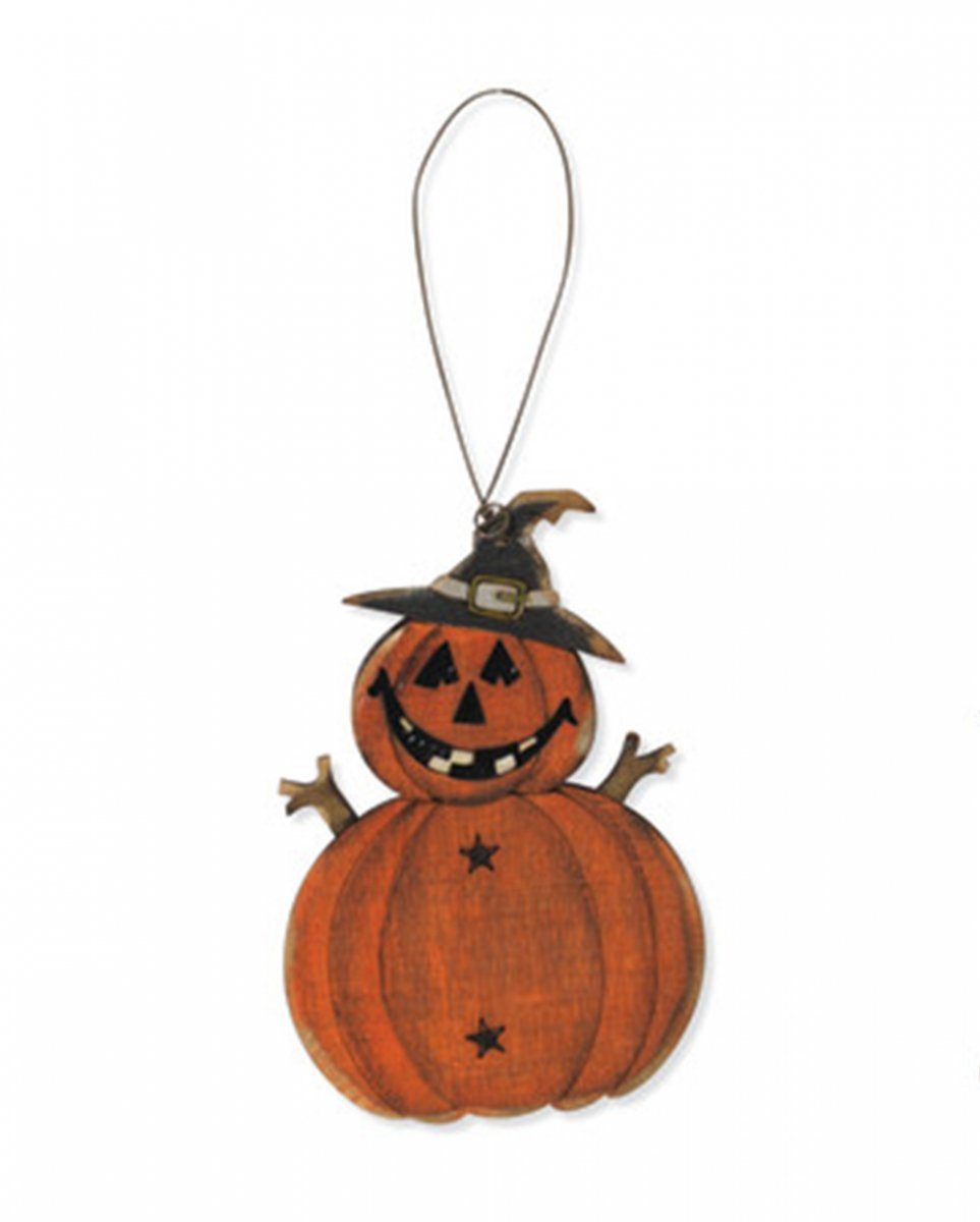 Horror-Shop Dekofigur Halloween Holz Ornament Kürbis als Mitbringsel & D