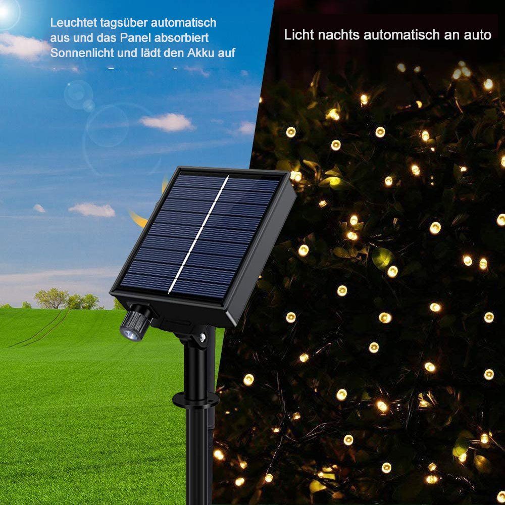 Hinterhof Rosnek Warmweiß Weihnachten, LED-Lichterkette Solar,Wasserdichte,mit LED-Netzlichter,1.5*1.5/3*2M Garten Fernsteuerungs,für