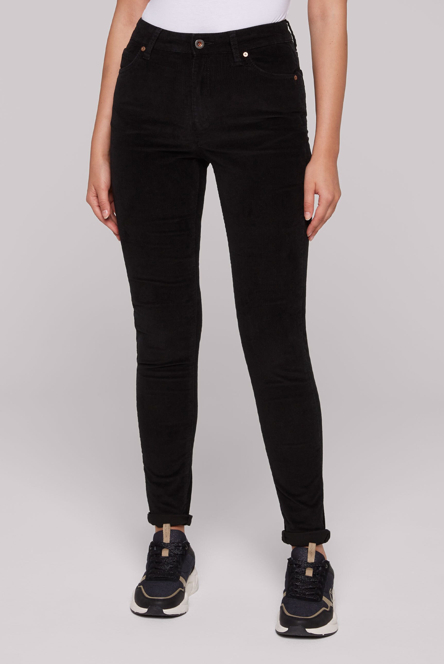 SOCCX Slim-fit-Jeans aus Feincord mit hoher Leibhöhe