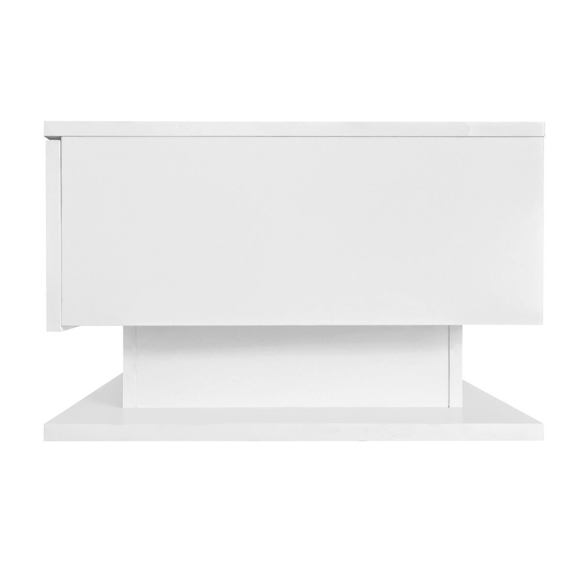 SSY Couchtisch Couchtisch, 100x50x32 cm, in Weiss, aus Holzwerkstoff (Einzeltisch, 1-St., Einzelartikel), LED-Beleuchtung, Schubladen, Glasplatte