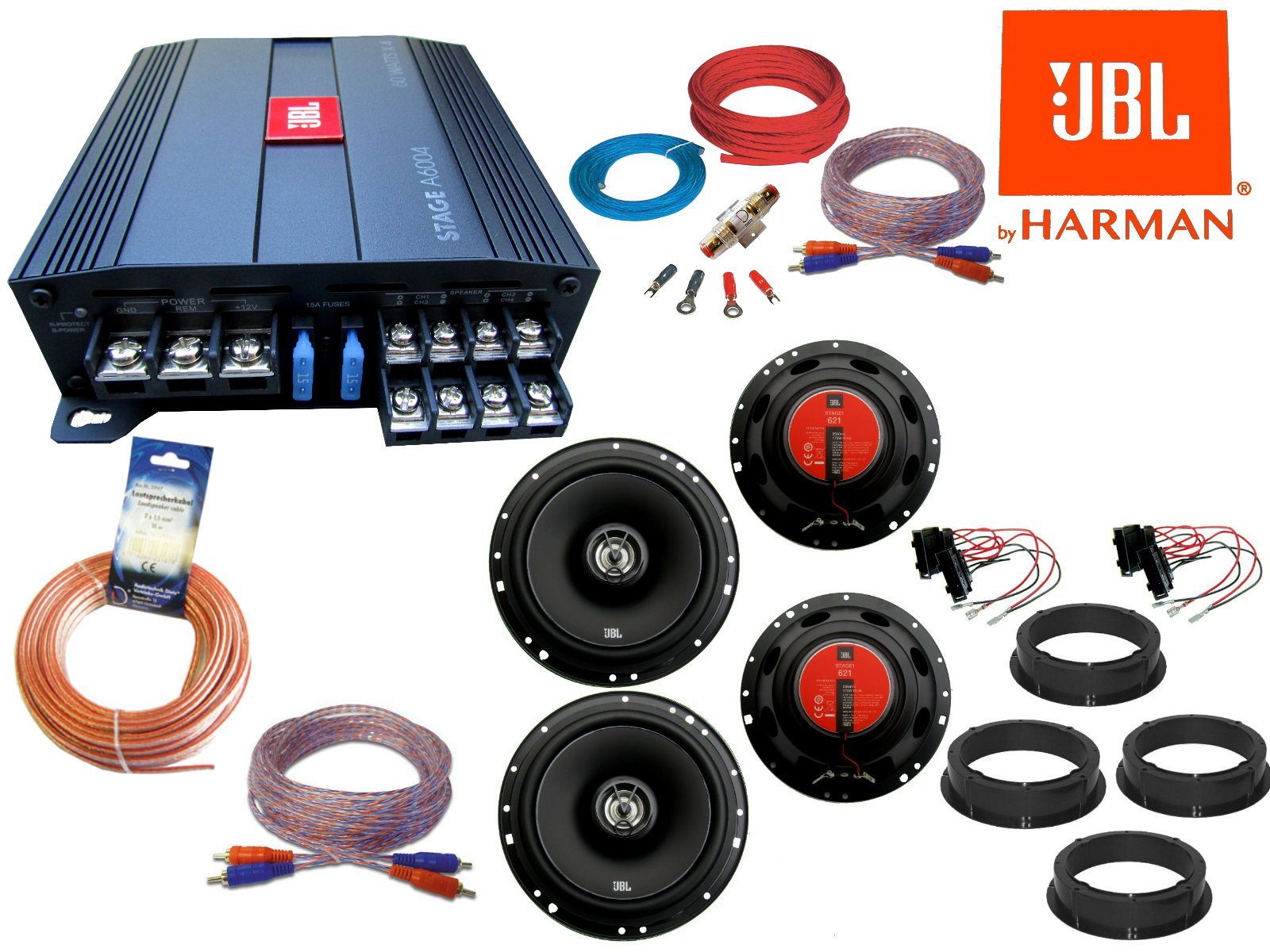 JBL für VW Golf 4 IV bis 2010 Komplett Aktiv Set L Auto-Lautsprecher
