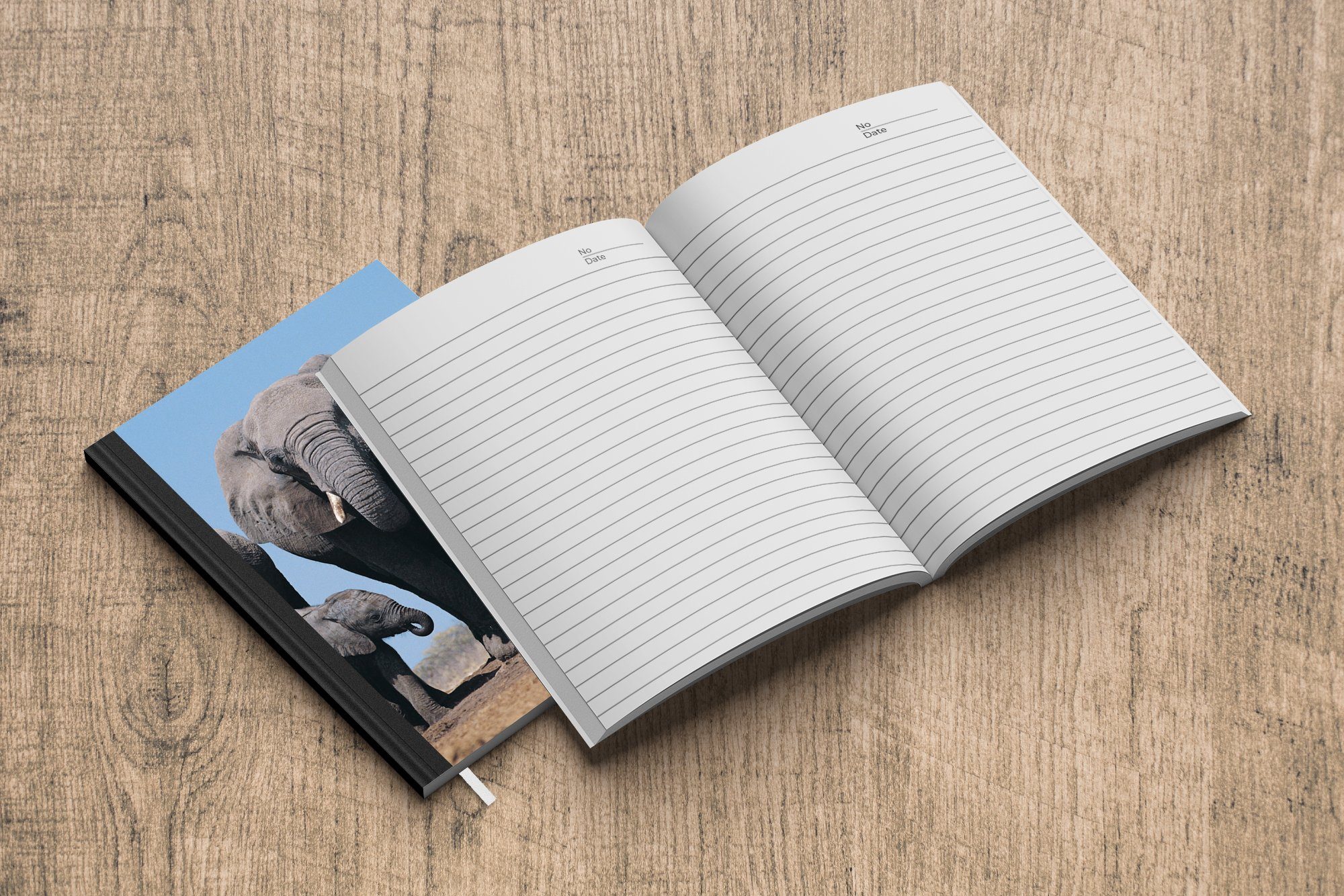 MuchoWow Notizbuch Natur, Journal, Haushaltsbuch - Merkzettel, Notizheft, 98 Tagebuch, A5, Seiten, - Elefant - Prärie Tiere